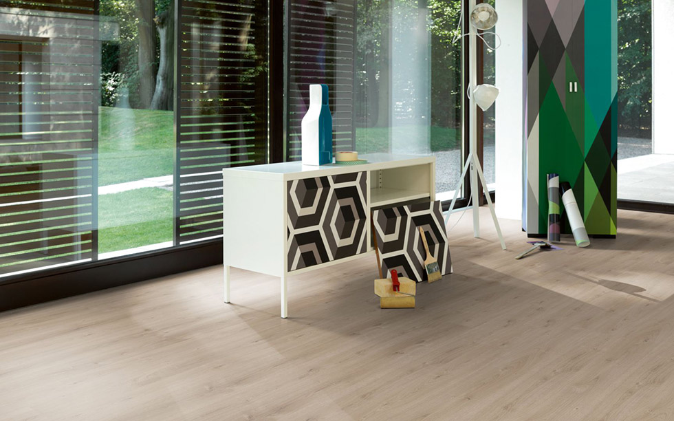 PARADOR Laminat Eiche hell geschliffen Landhausdiele 4-seitige Mini-V-Fuge | Euro Click-4014809226093