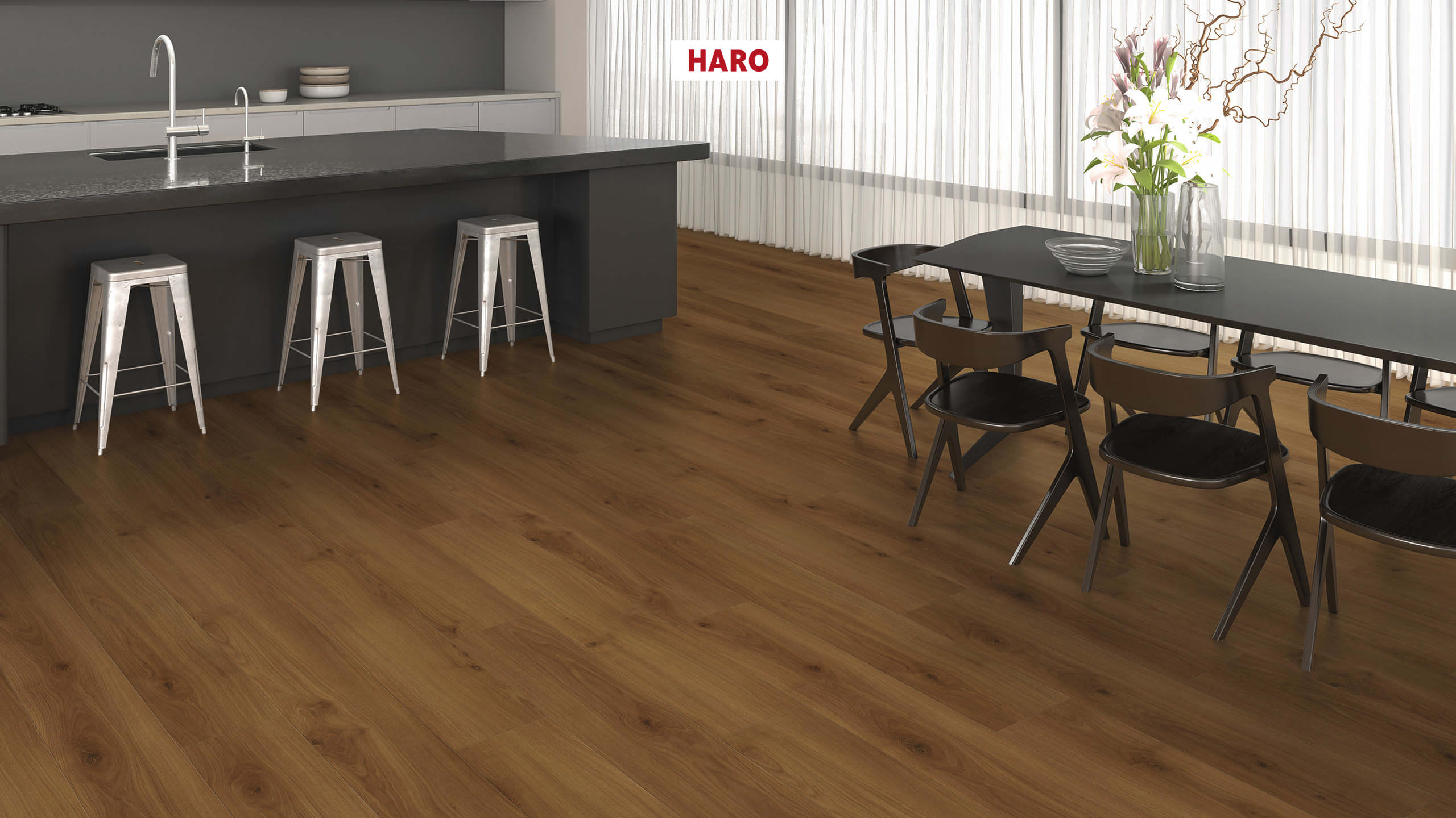 HARO Laminat Eiche Emilia bernstein Landhausdiele 4V | Tritty 200 Aqua Gran Via | 2.Wahl | 24 m²-4018427458331