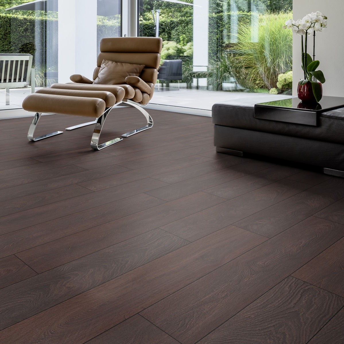 TER HÜRNE Laminat Eiche tiefbraun Landhausdiele 4-seitige V-Fuge F12 | Classic Line-4012853120930