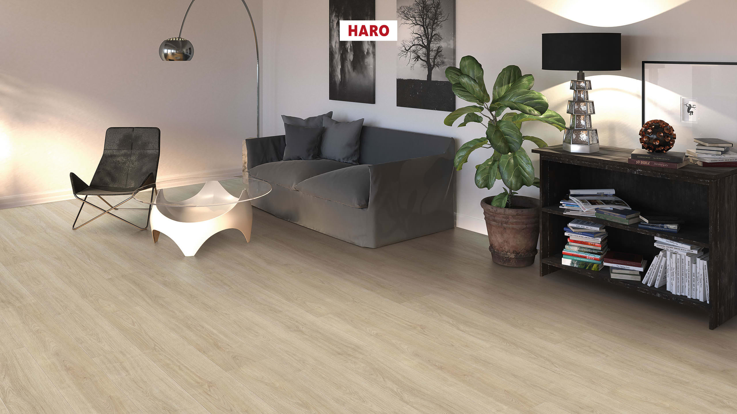 HARO Laminat Eiche Eleganza cremeweiß Landhausdiele 4V | Tritty 100 Gran Via | 2.Wahl | 28 m²-4018427475901