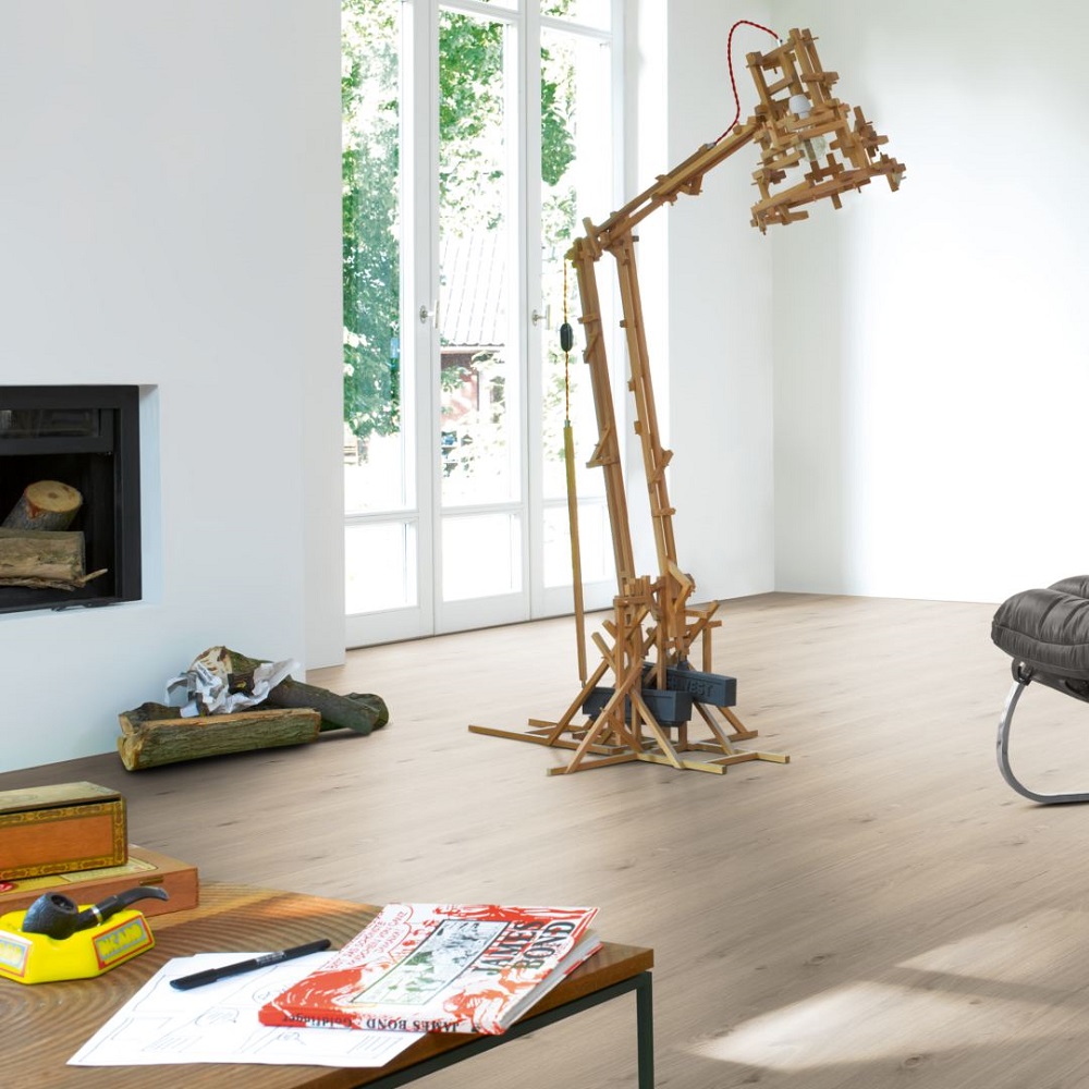 PARADOR Laminat Eiche gebleicht Gebürstete Struktur Landhausdiele | Basic 400 M4V | 26 m²-4014809202158