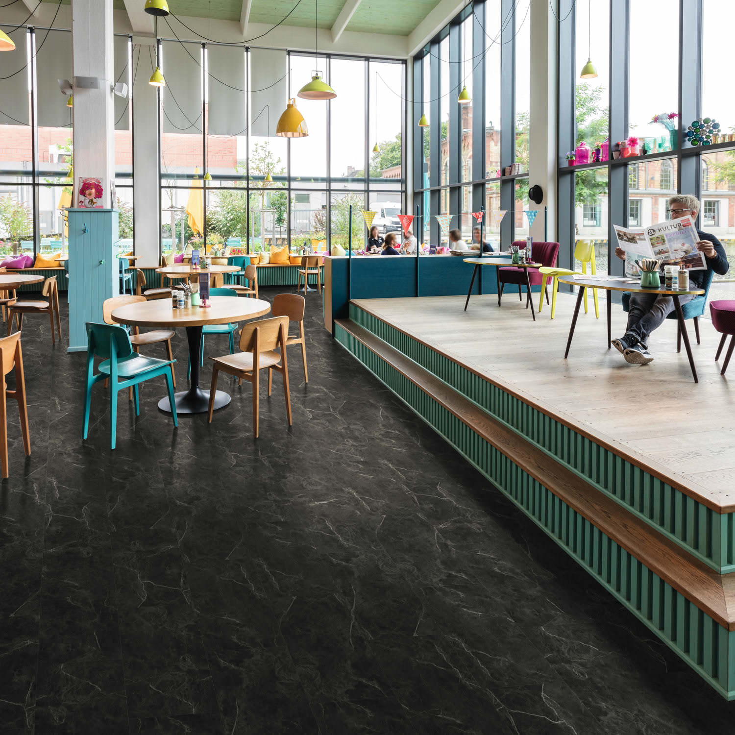 HARO Designboden Piazza 4V Marmor anthrazit Steinstruktur | DISANO SmartAqua | 2. Wahl | 5,5 m²-#