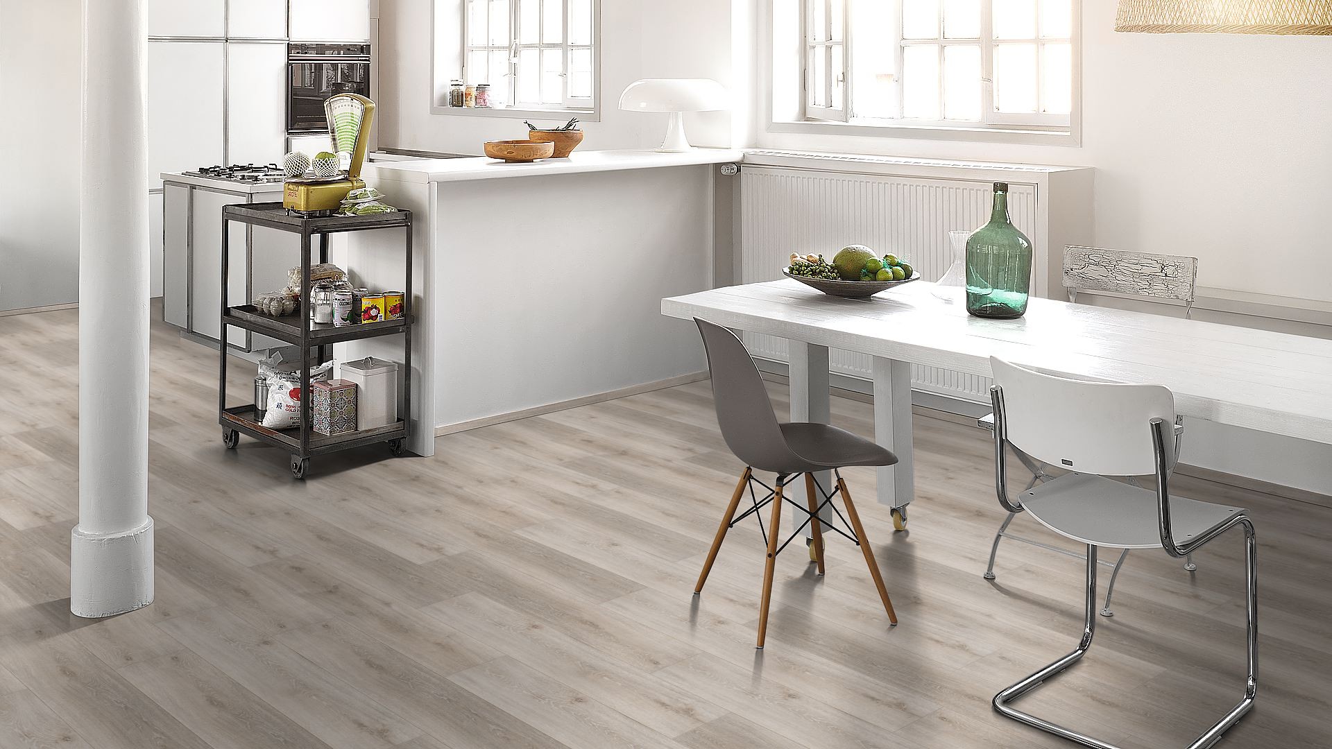 PARADOR Vinylboden Eiche Royal weiß gekälkt Landhausdiele Gebürstete Struktur | Classic 2050-4014809160144
