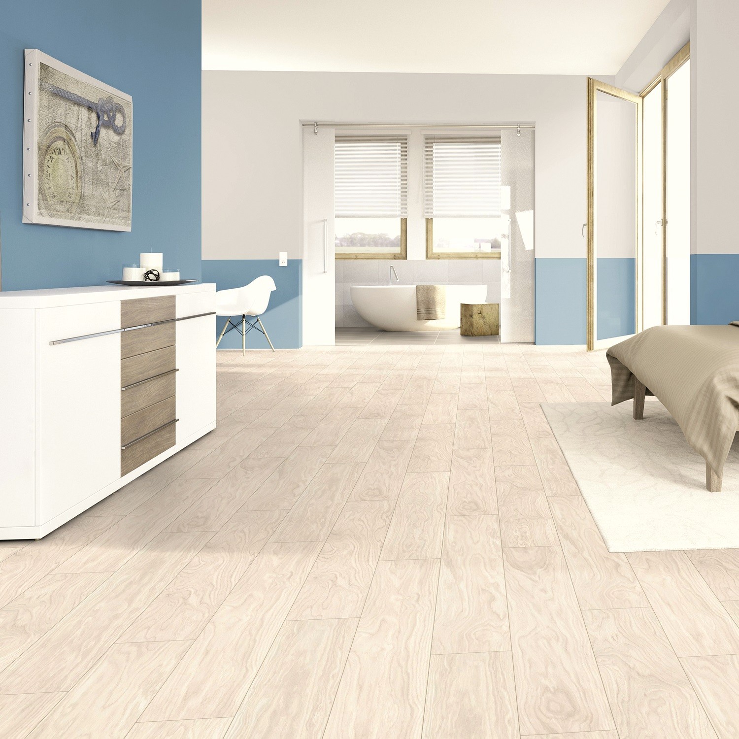 TER HÜRNE Laminat Eiche cremeweiß weich geschliffen Landhausdiele | Avatara MultiSense | 25 m²-4012853095474