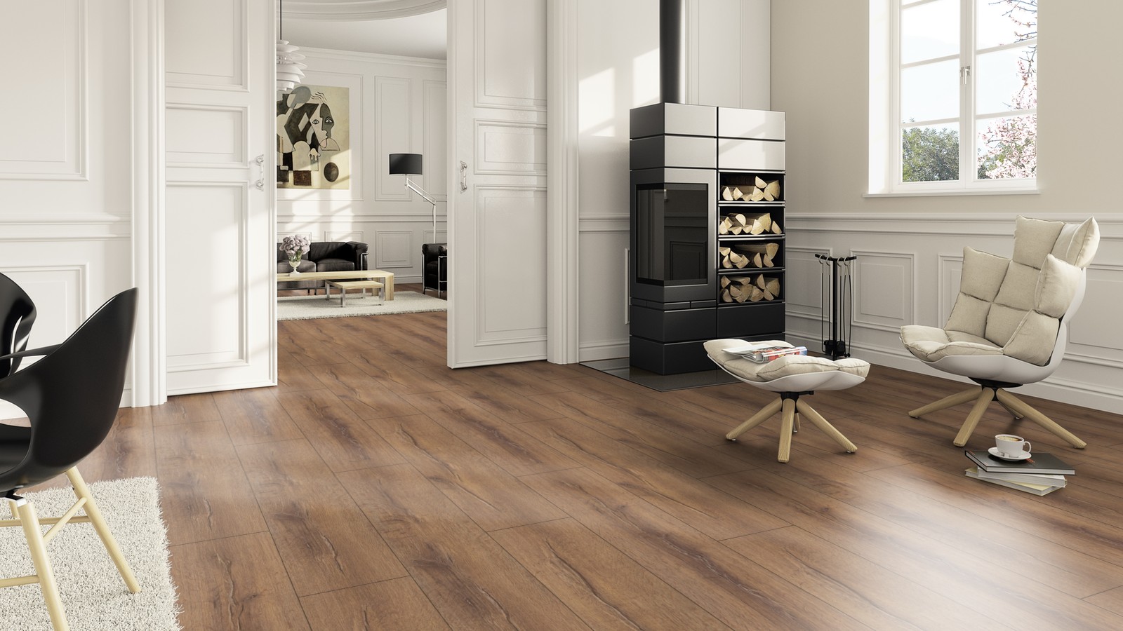 TER HÜRNE Laminat Eiche rustik sepiabraun Landhausdiele 4-seitige V-Fuge | Courage Line | 16 m²-4012853120770