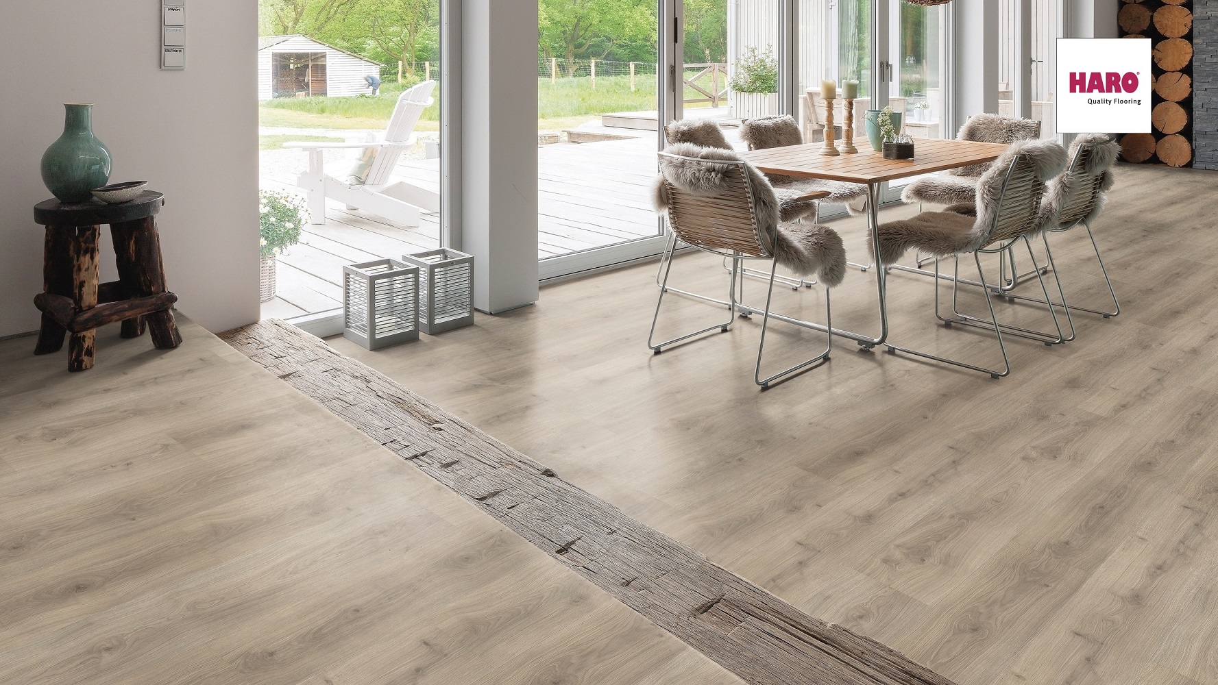 HARO Laminat Eiche Emilia samtgrau Landhausdiele 4V | Tritty 100 Gran Via Sonderedition | 11 m²-4018427445836