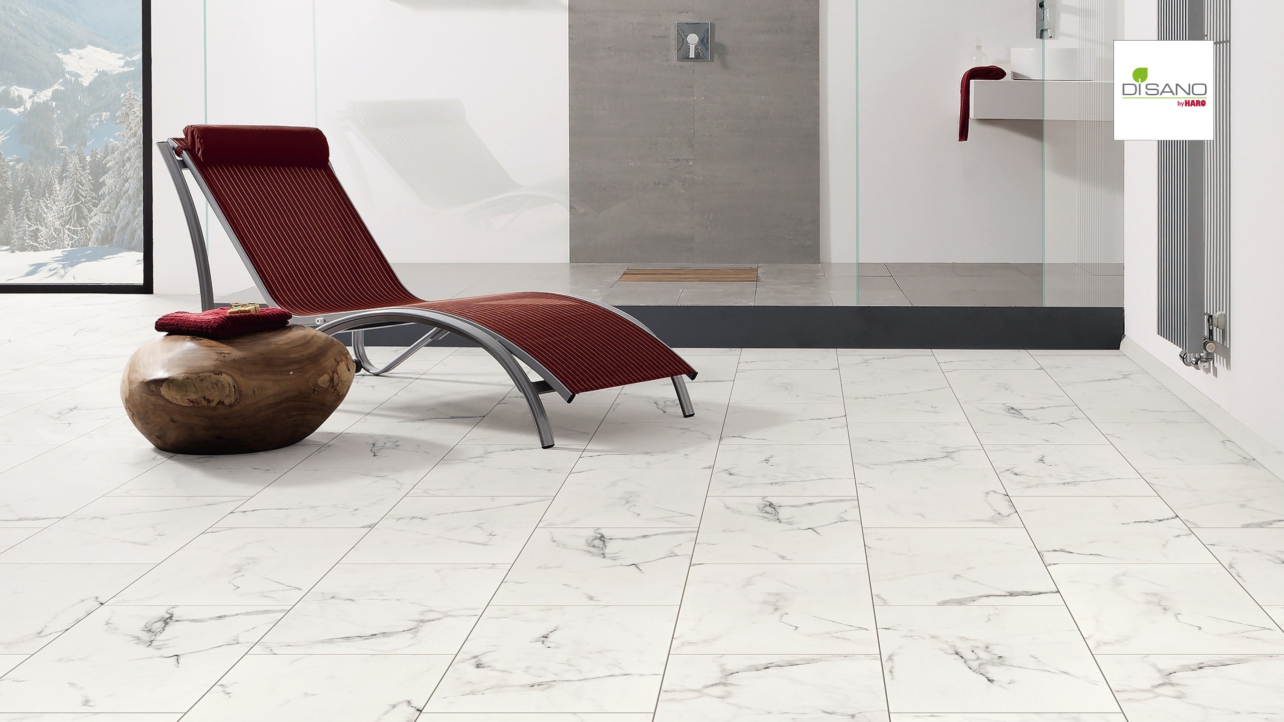 HARO Designboden Piazza 4V Marmor weiß Steinstruktur | DISANO SmartAqua | 2. Wahl | 15 m²-4018427443191