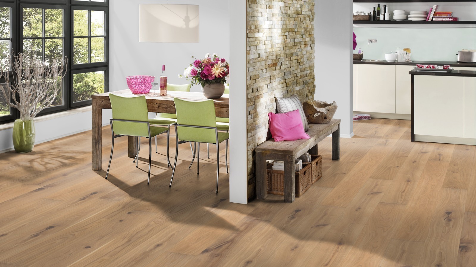 TER HÜRNE Parkett Eiche lichtbeige Landhausdiele lackiert | Bright Collection | 32 m²-4012853108587