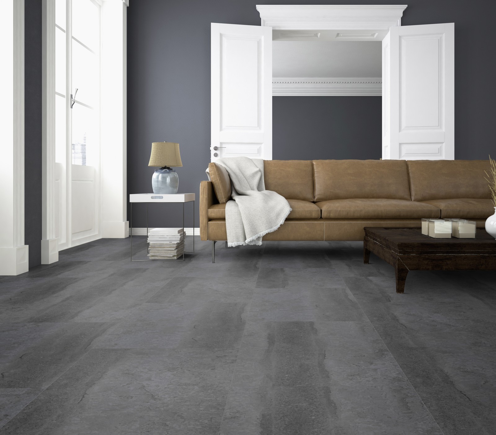 TER HÜRNE Vinylboden Stein Monaco anthrazit J09 | Stone Choice Compact | 21 m²-4012853128653