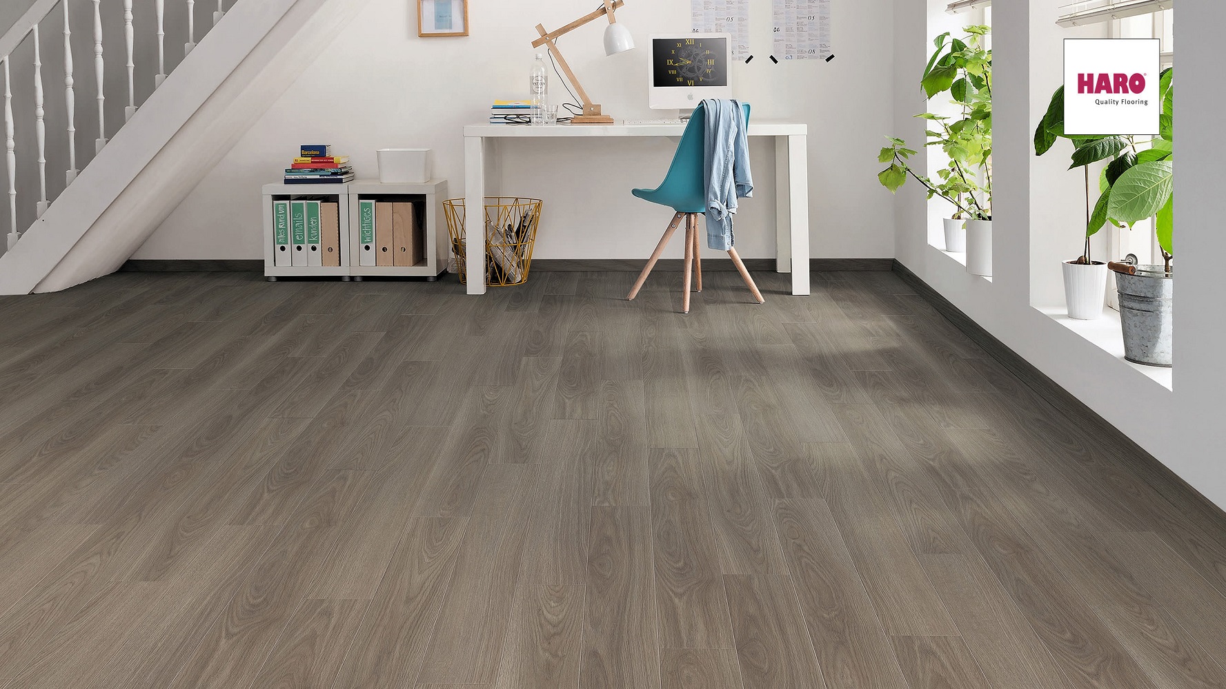 HARO Laminat Eiche antikgrau authentic Landhausdiele | Tritty 100 Loft | 9 m²-4018427400781