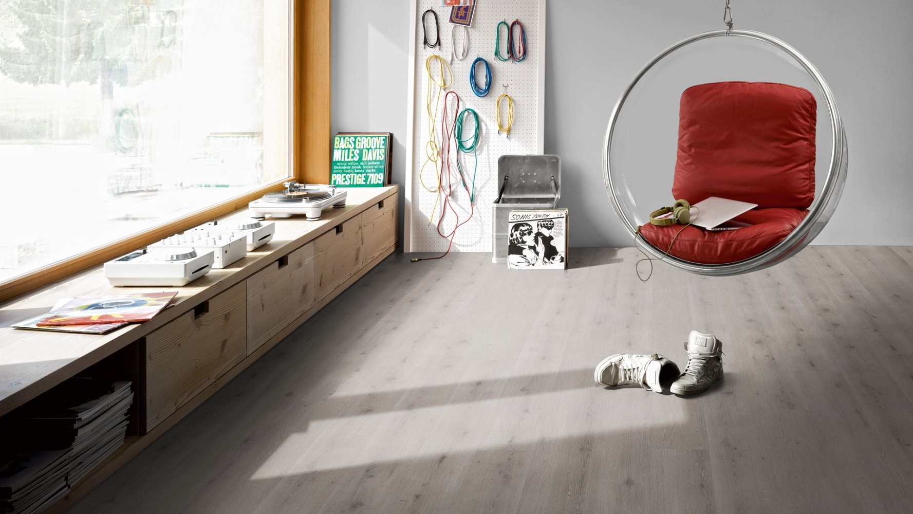PARADOR Vinylboden Eiche Urban grau gekälkt Schloßdiele 4-seitige Fase | Modular ONE-4014809192510
