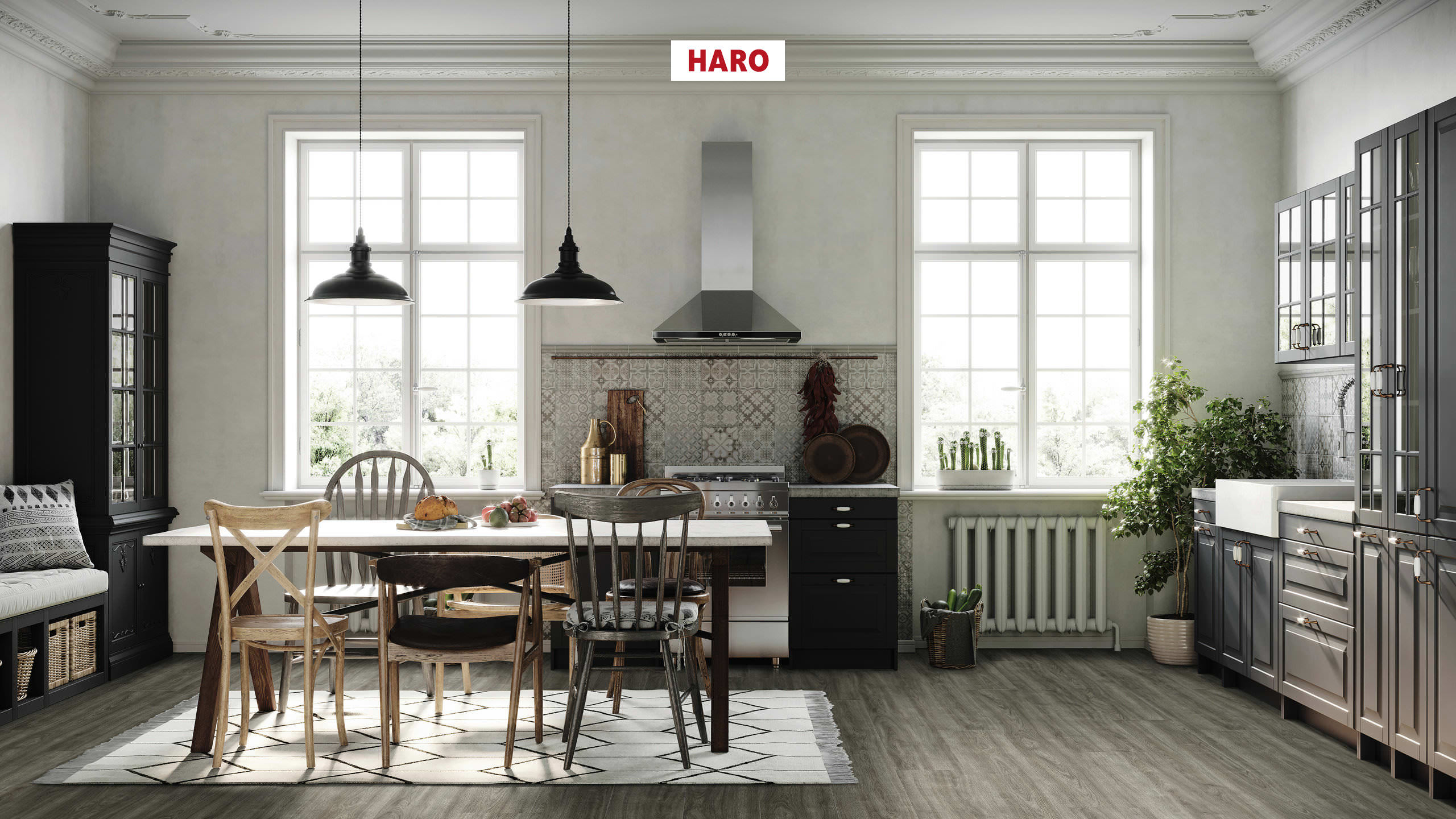 HARO Laminat Eiche Eleganza antikgrau Landhausdiele 4V | Tritty 200 Aqua Gran Via | 2.Wahl | 26 m²-4018427476038