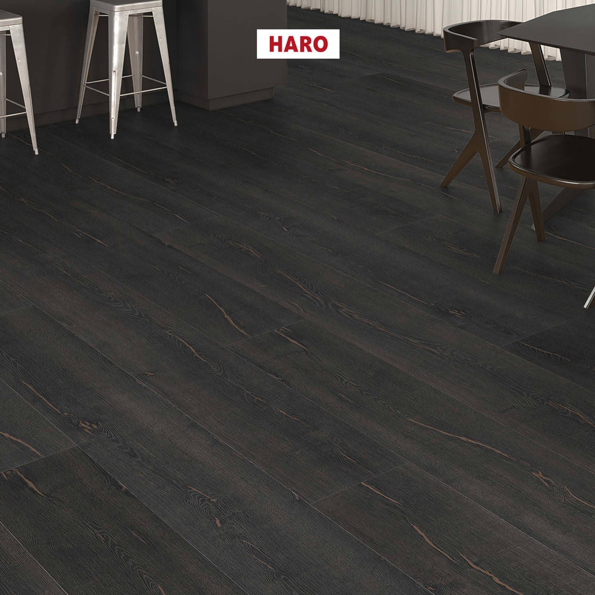 HARO Laminat Eiche Metallic schwarz authentic Landhausdiele 4V | Tritty 100 Gran Via | 2.Wahl-4018427513221