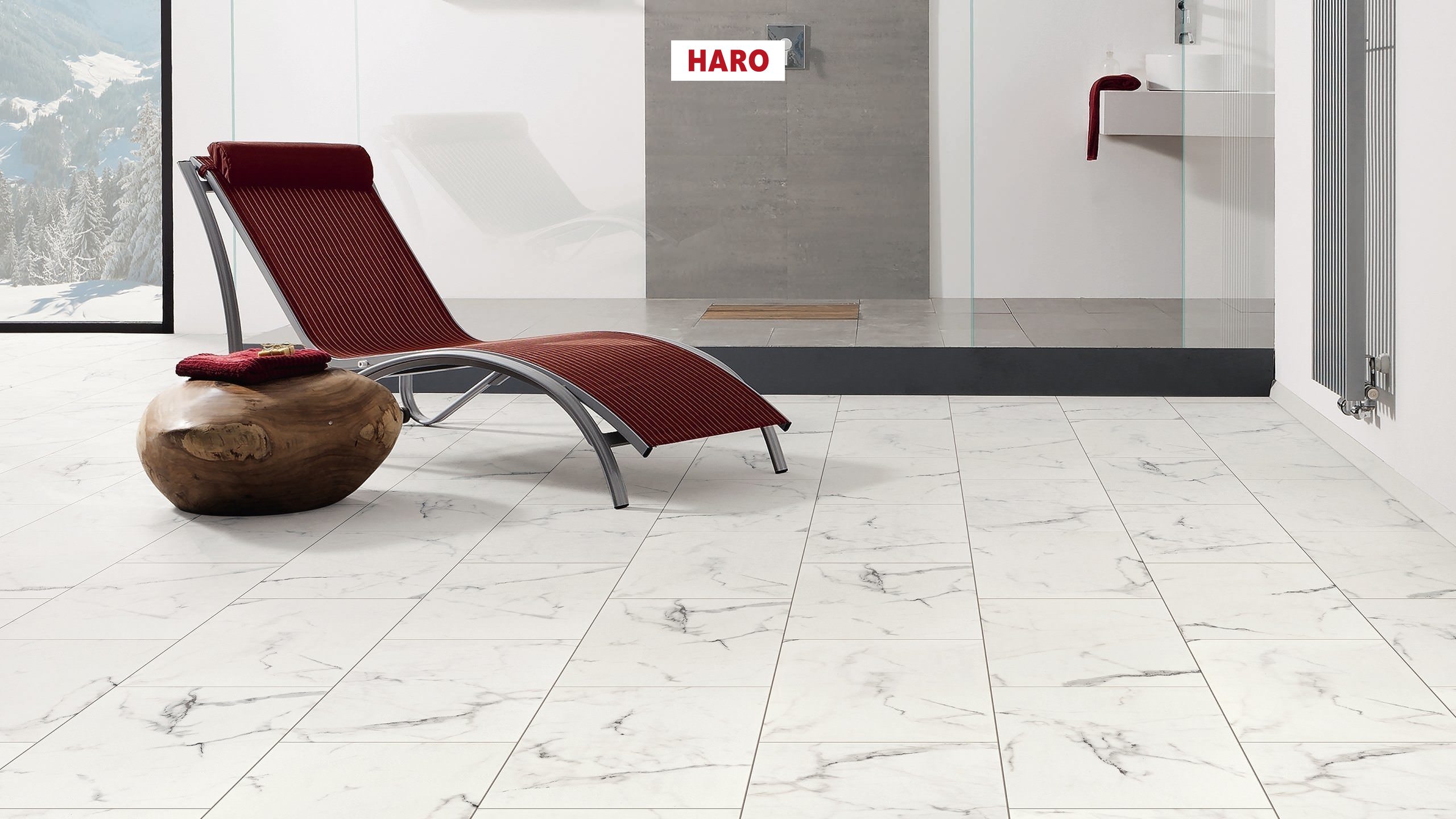 HARO Designboden Piazza 4V Marmor weiß Steinstruktur | DISANO SmartAqua | 2. Wahl | 7,5 m²-4018427483463