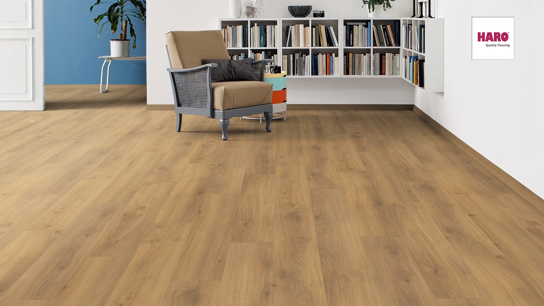 HARO Laminat Eiche Emilia Honig Landhausdiele 4V | Tritty 100 | 17 m²-4018427439507