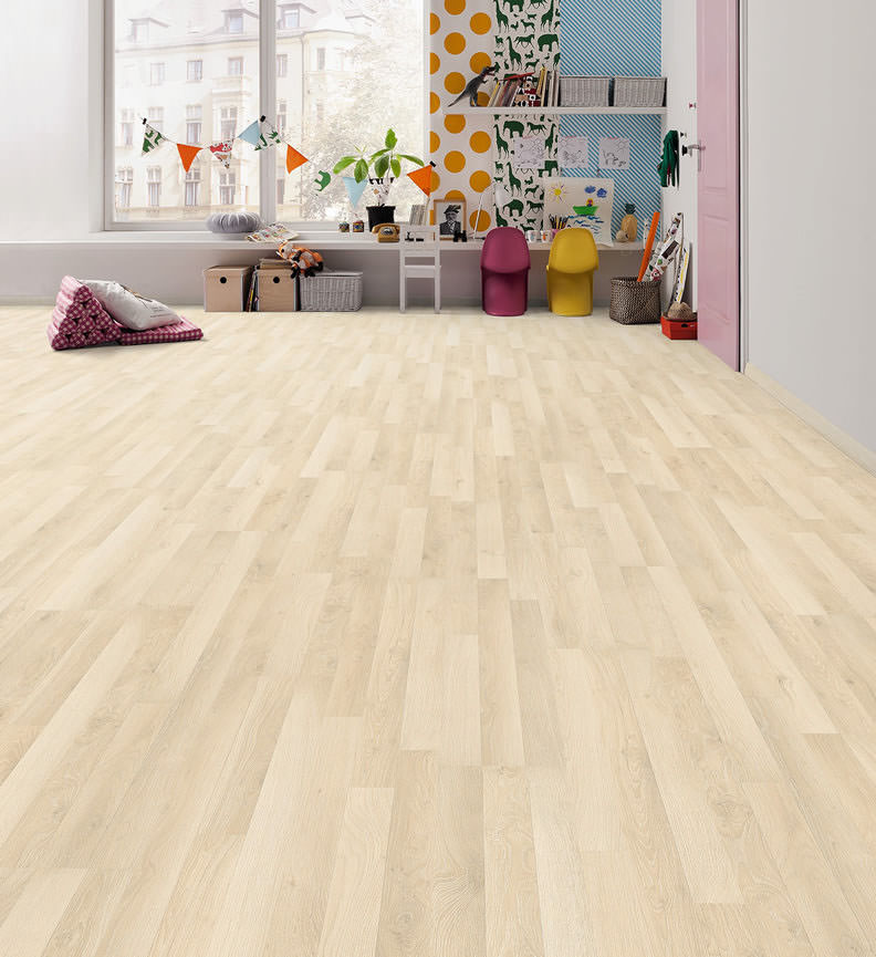 HARO Laminat Samteiche creme Schiffsboden 3-Stab strukturiert matt | Sonderedition | 19 m²-4018427386603
