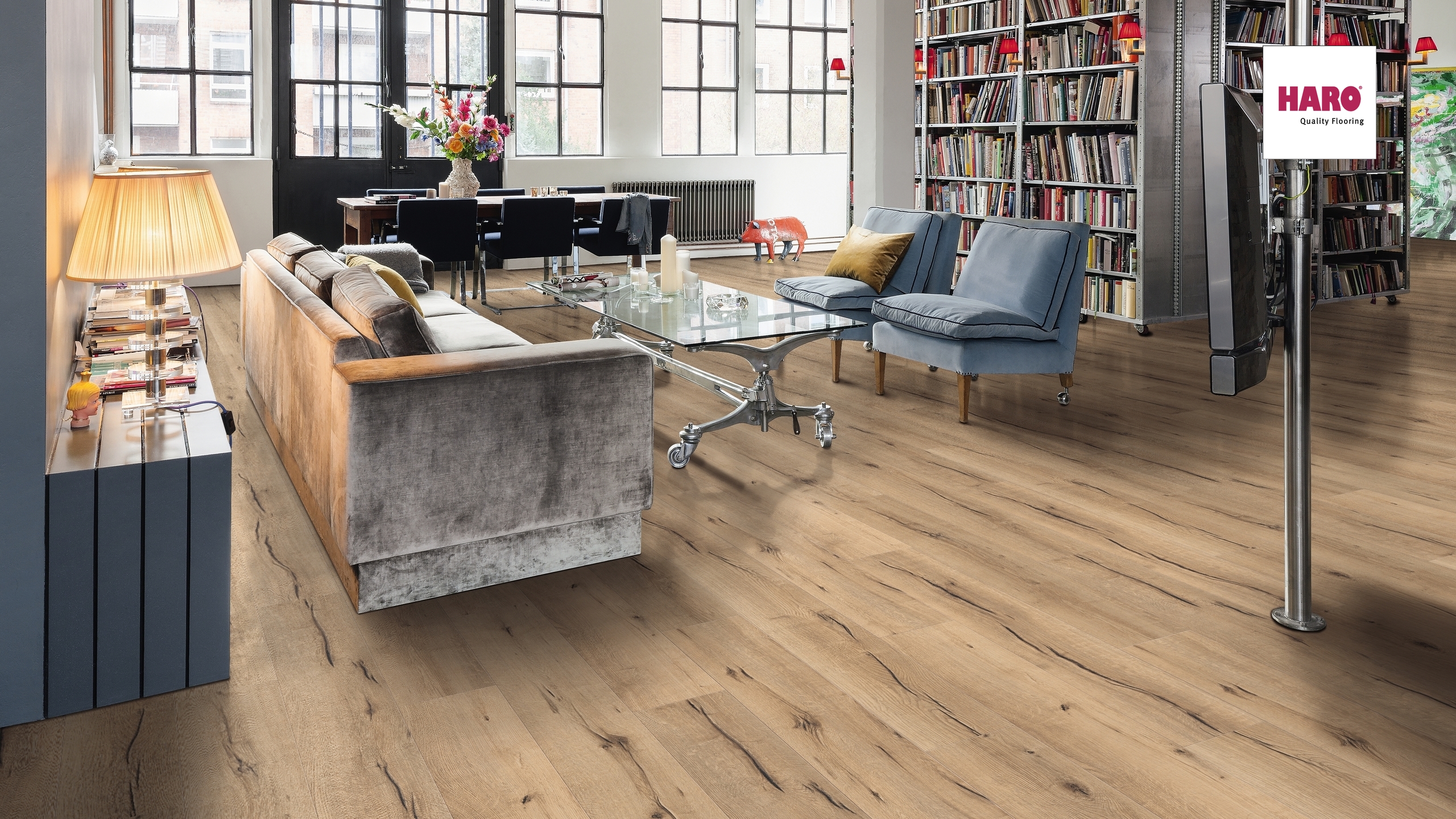 HARO Laminat Eiche italica creme Landhausdiele 4V | Tritty 90 | 2.Wahl | 15,5 m²-4018427447953