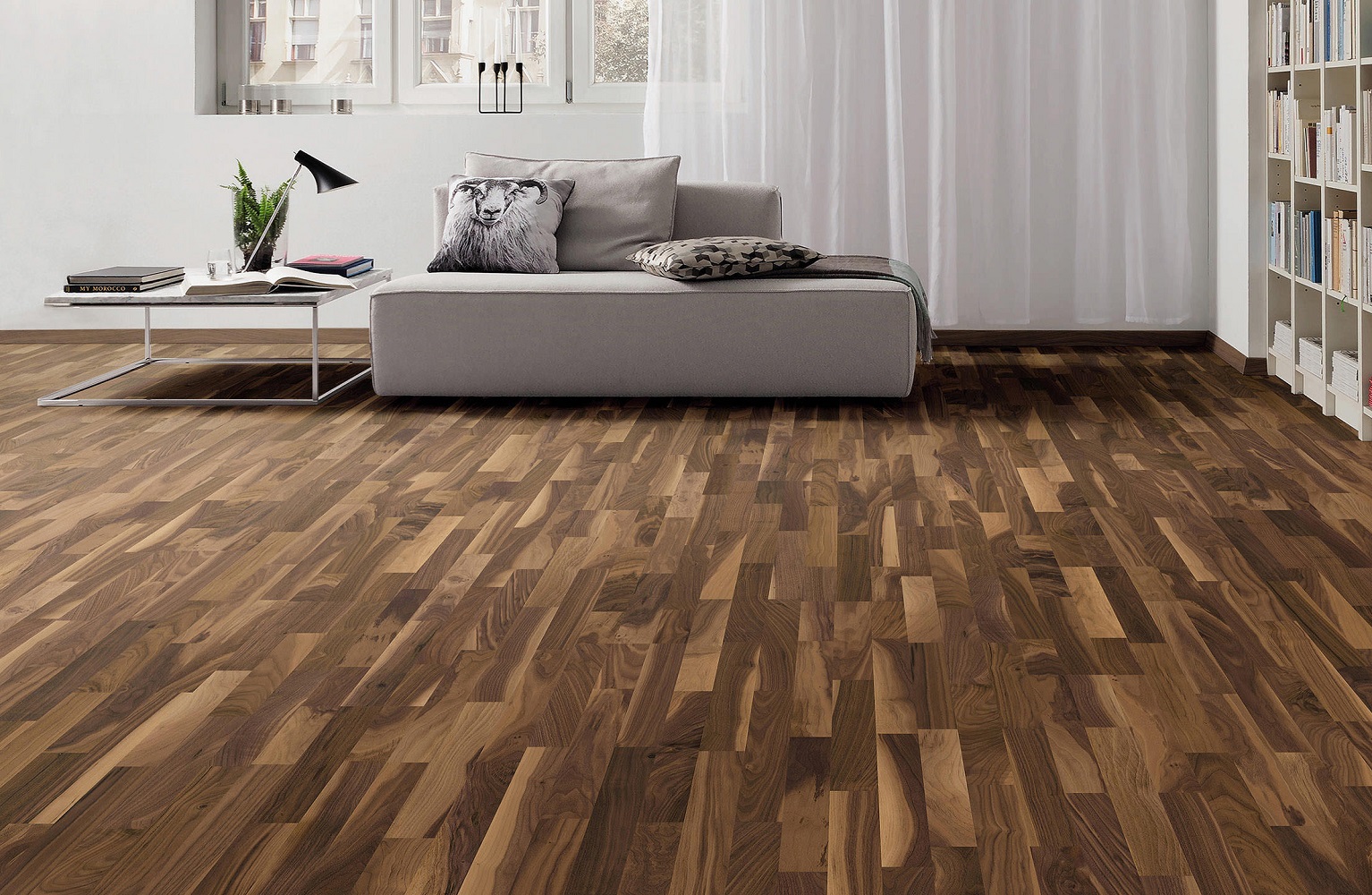 PARADOR Parkett Nussbaum Schiffsboden 3-Stab lackversiegelt | Sonderedition | 20 m²-#