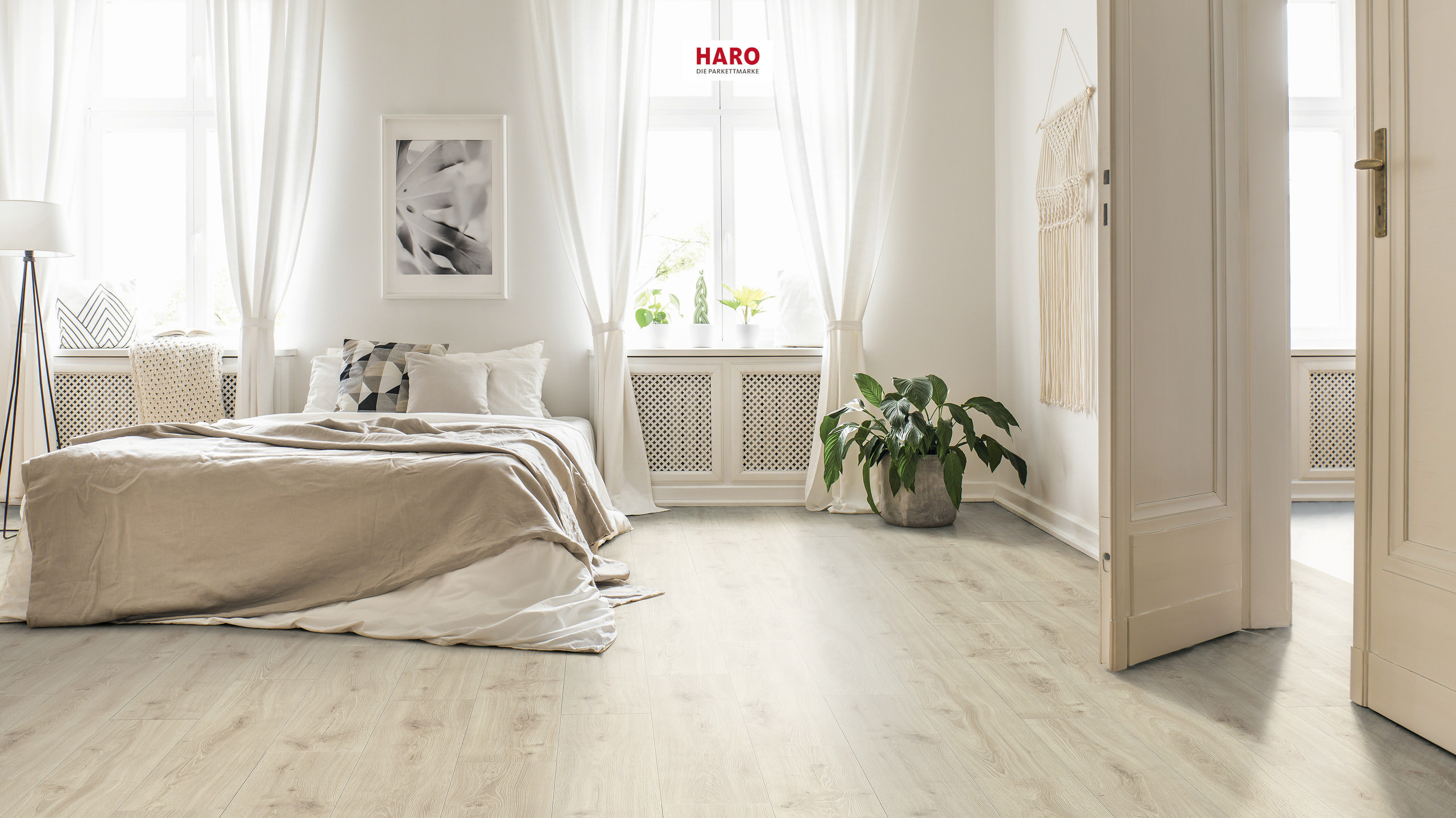 HARO Laminat Eiche Alta cremeweiß strukturiert Landhausdiele 4V | Sonderedition NKL32-4018427542481