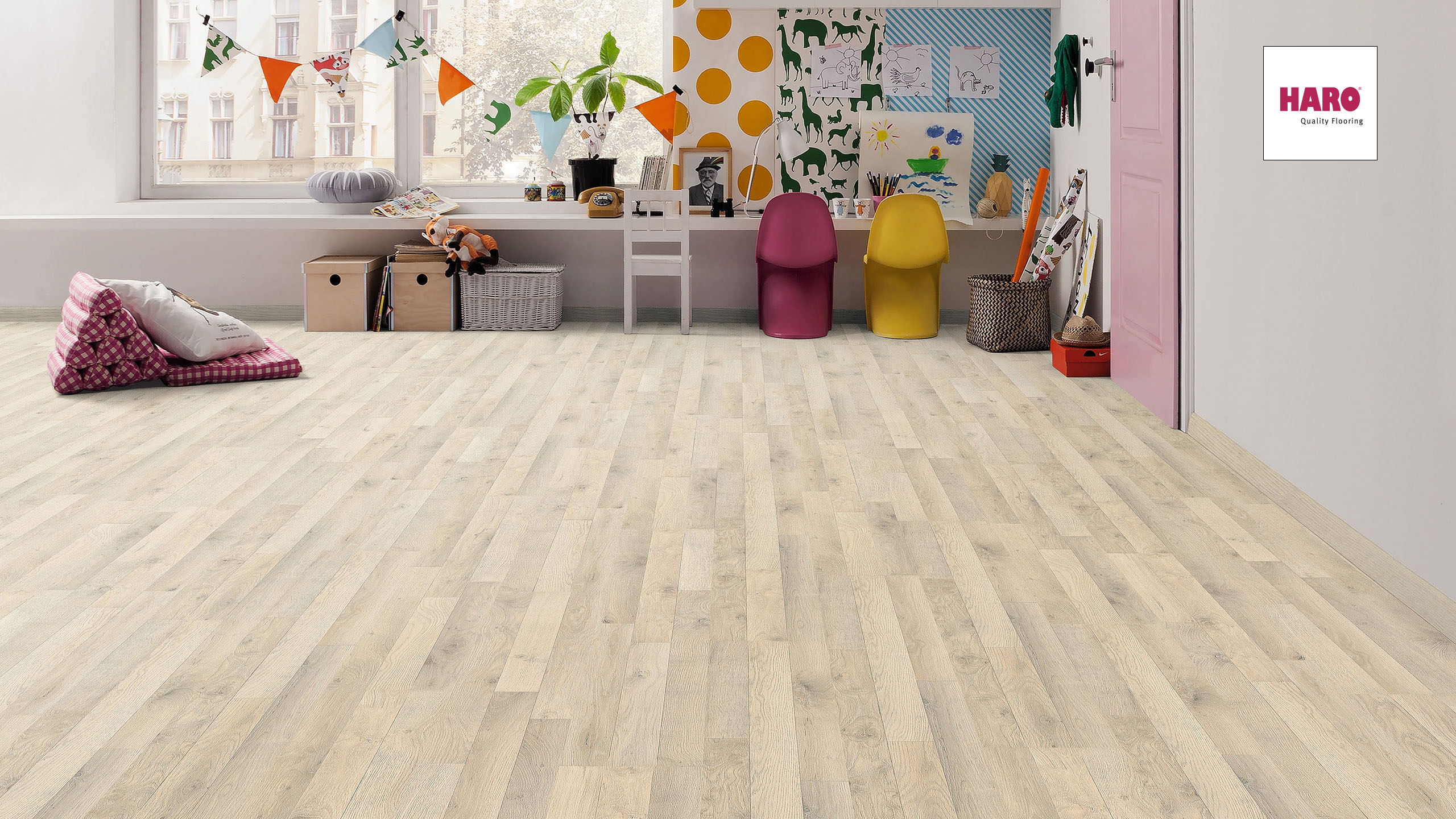 HARO Laminat Samteiche grau strukturiert matt Schiffsboden 3-Stab | Sonderedition | 19 m²-4018427386597