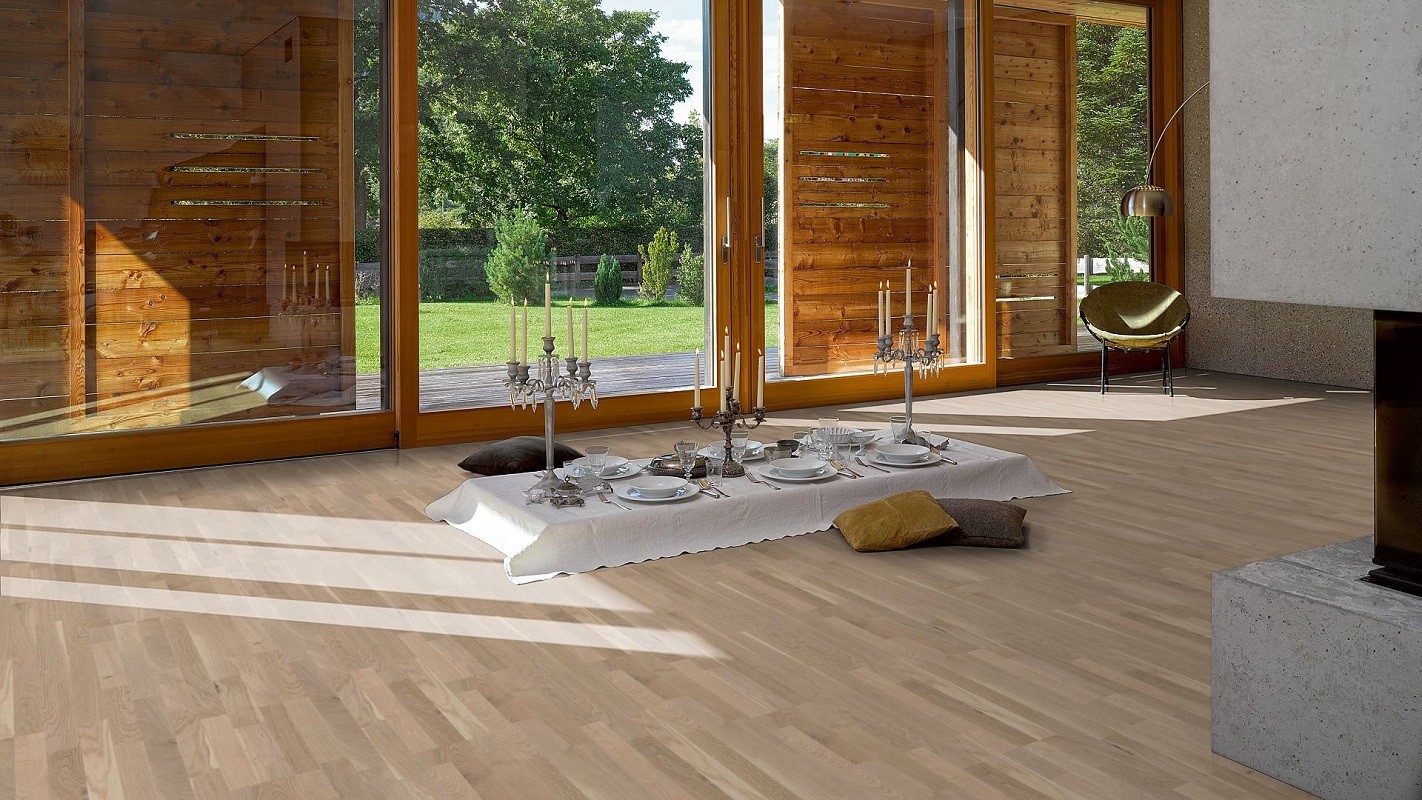 PARADOR Parkett Eiche Neapel Schiffsboden 3-Stab weiss lackversiegelt | 2.Wahl | 15 m²-#