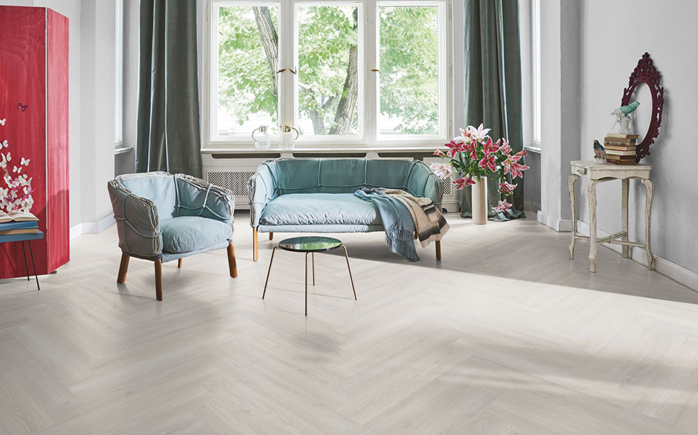 PARADOR Laminat Eiche Skyline weiß Naturmattstruktur 4-seitige V-Fuge | Trendtime 3 | 11 m²-4014809191346