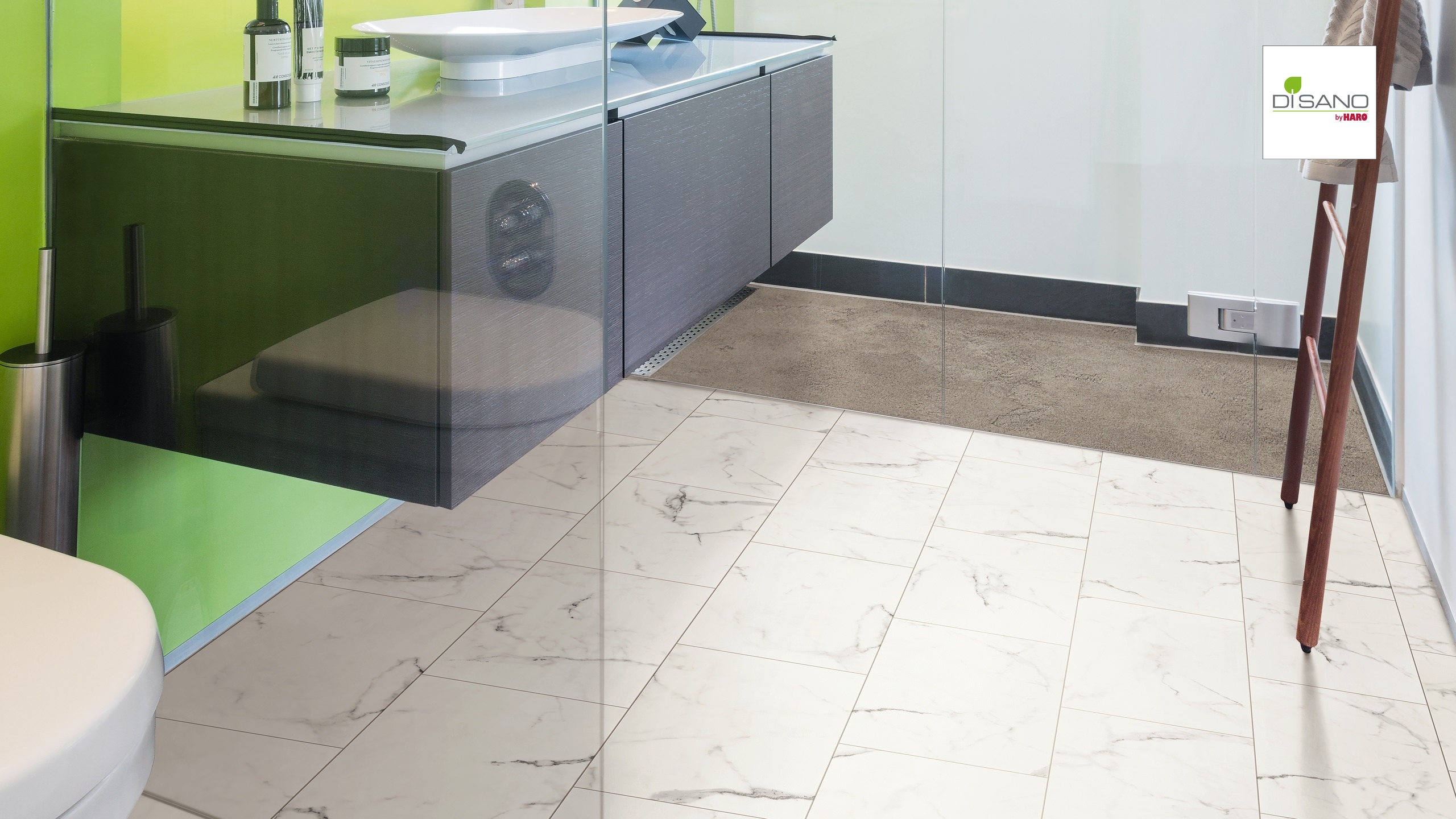 HARO Designboden Piazza 4V Marmor weiß Steinstruktur | DISANO SmartAqua | 2. Wahl | 15 m²-4018427443191