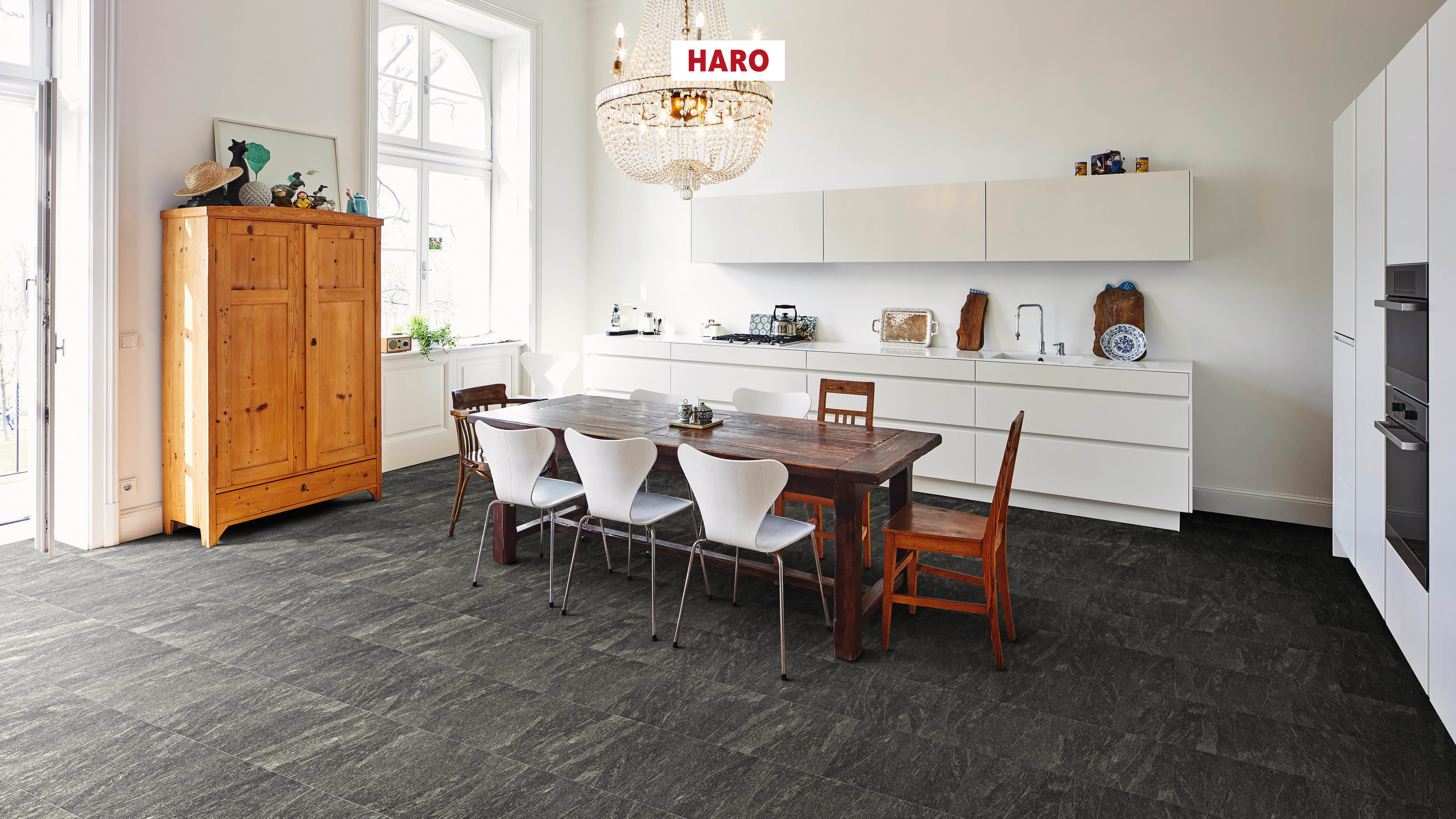 HARO Designboden Piazza 4V Wallonischer Schiefer Steinstruktur | DISANO Classic Aqua | 29 m²-4018427503123