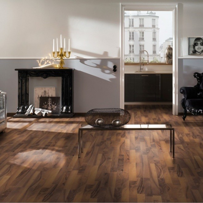 TER HÜRNE Laminat Nussbaum herbstbraun Schiffsboden 3-Stab | Courage Line | 18 m²-4012853072994