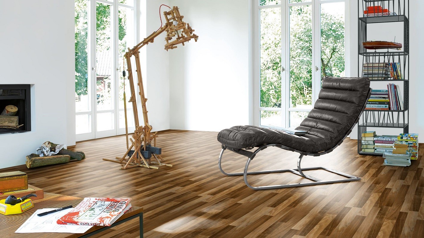PARADOR Laminat Nussbaum natur Schiffsboden 3-Stab Feinholzstruktur | Click In | 24 m²-4014809153658