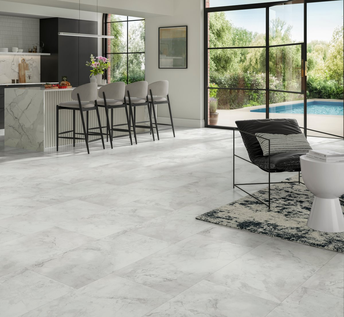 PARADOR Vinylboden Marmor Abbey weiß Mineralstruktur 4-seitige Fase | Trendtime 5-4014809269342