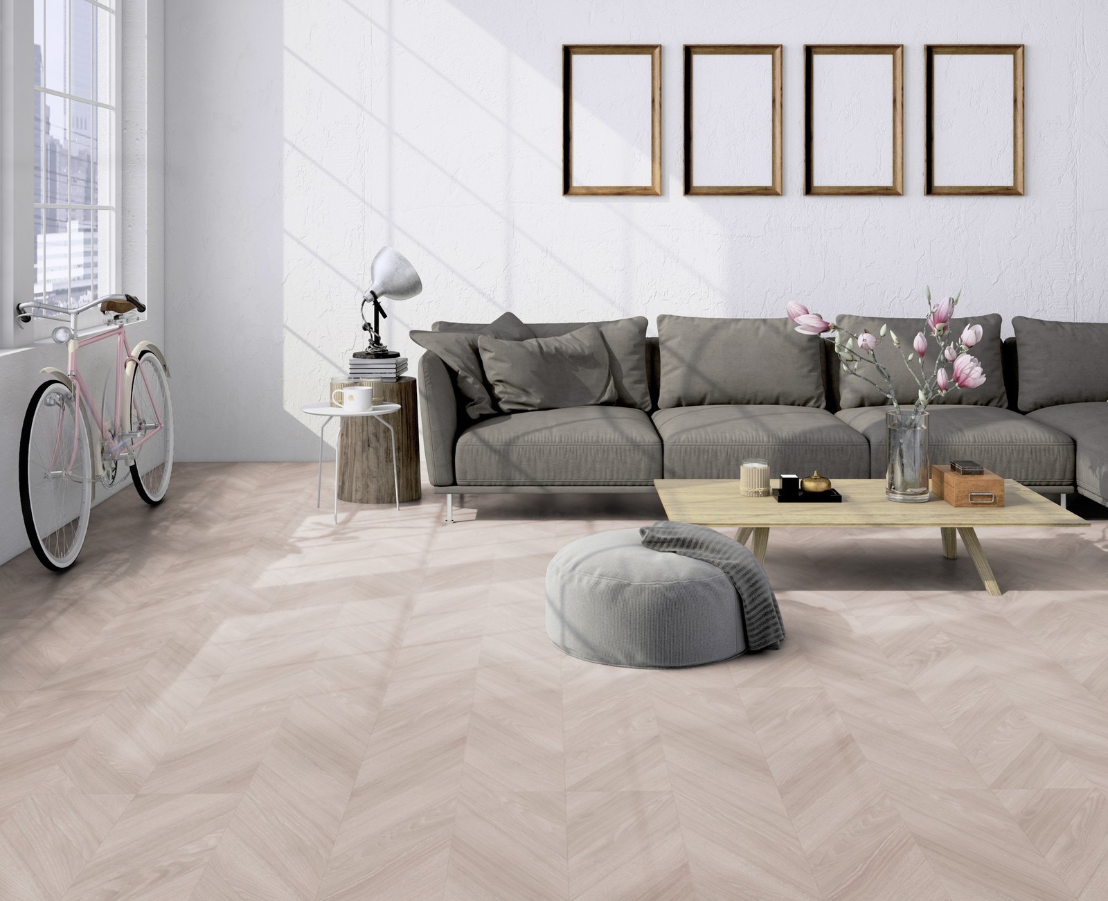 TER HÜRNE Vinylboden Eiche Sofia beige Fischgrät J11 | Stone Choice | 21 m²-4012853128684