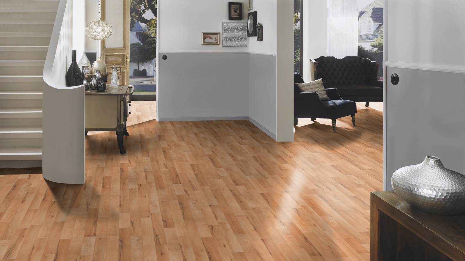 TER HÜRNE Laminat Buche pfirsichbeige Schiffsboden 3-Stab | Vitality Line | 26 m²-4012853049101