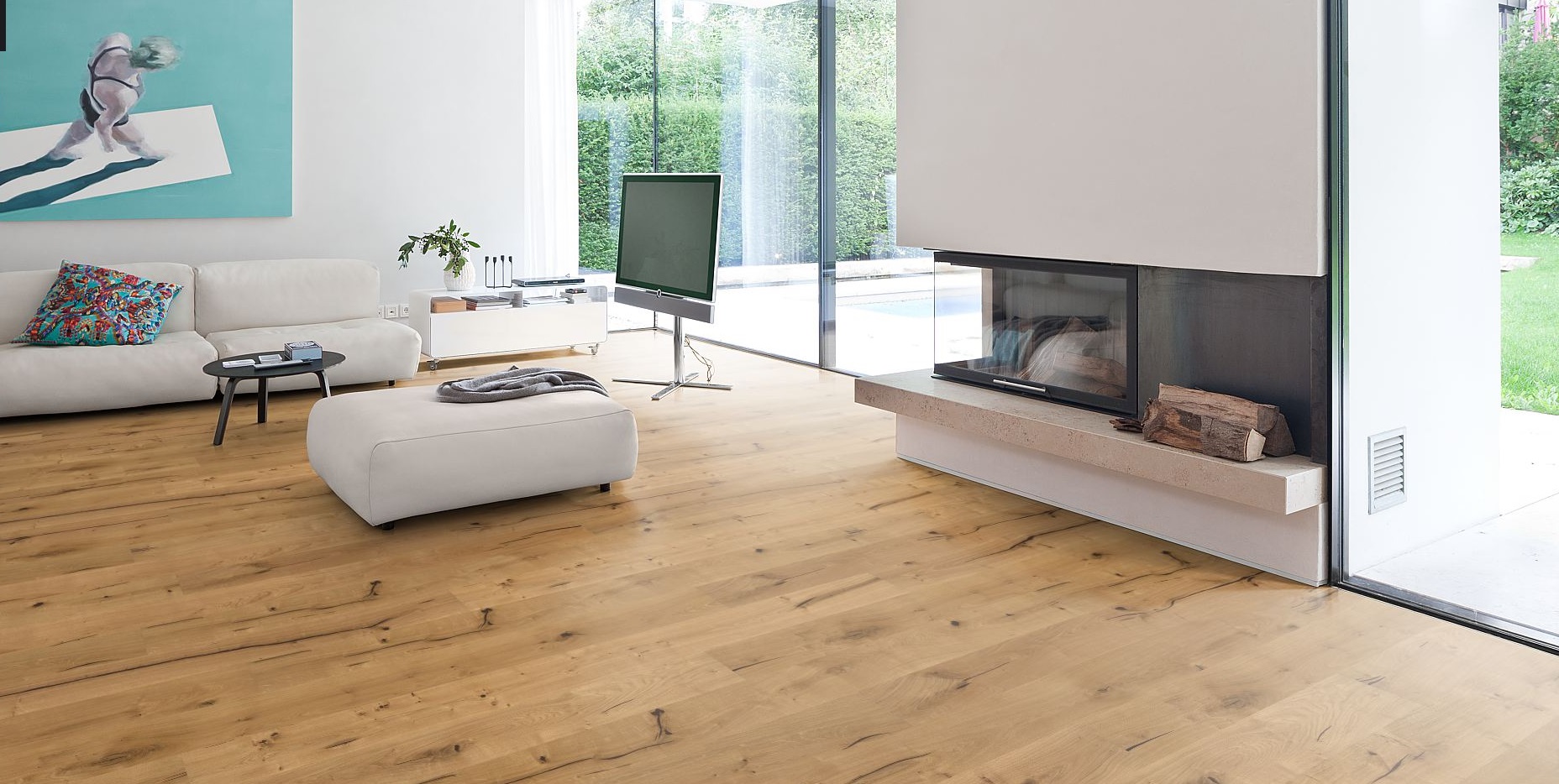 POWER FLOOR Parkett Eiche Schloßdiele gebürstet geölt 4-seitige Mini-V-Fuge-4250715102407