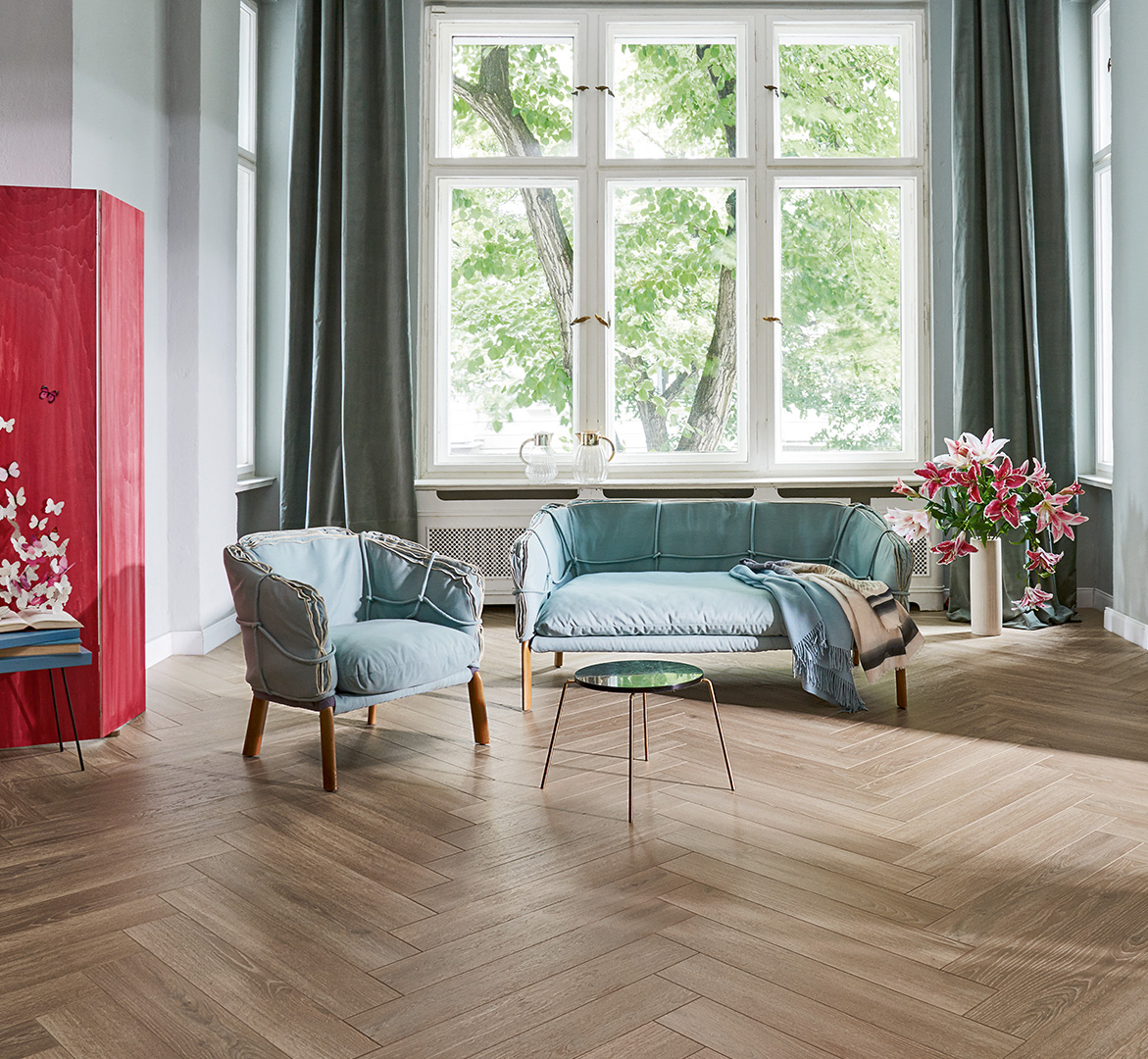 PARADOR Laminat Eiche Skyline perlgrau Naturmattstruktur 4-seitige V-Fuge | Trendtime 3 | 2. Wahl-4014809263258