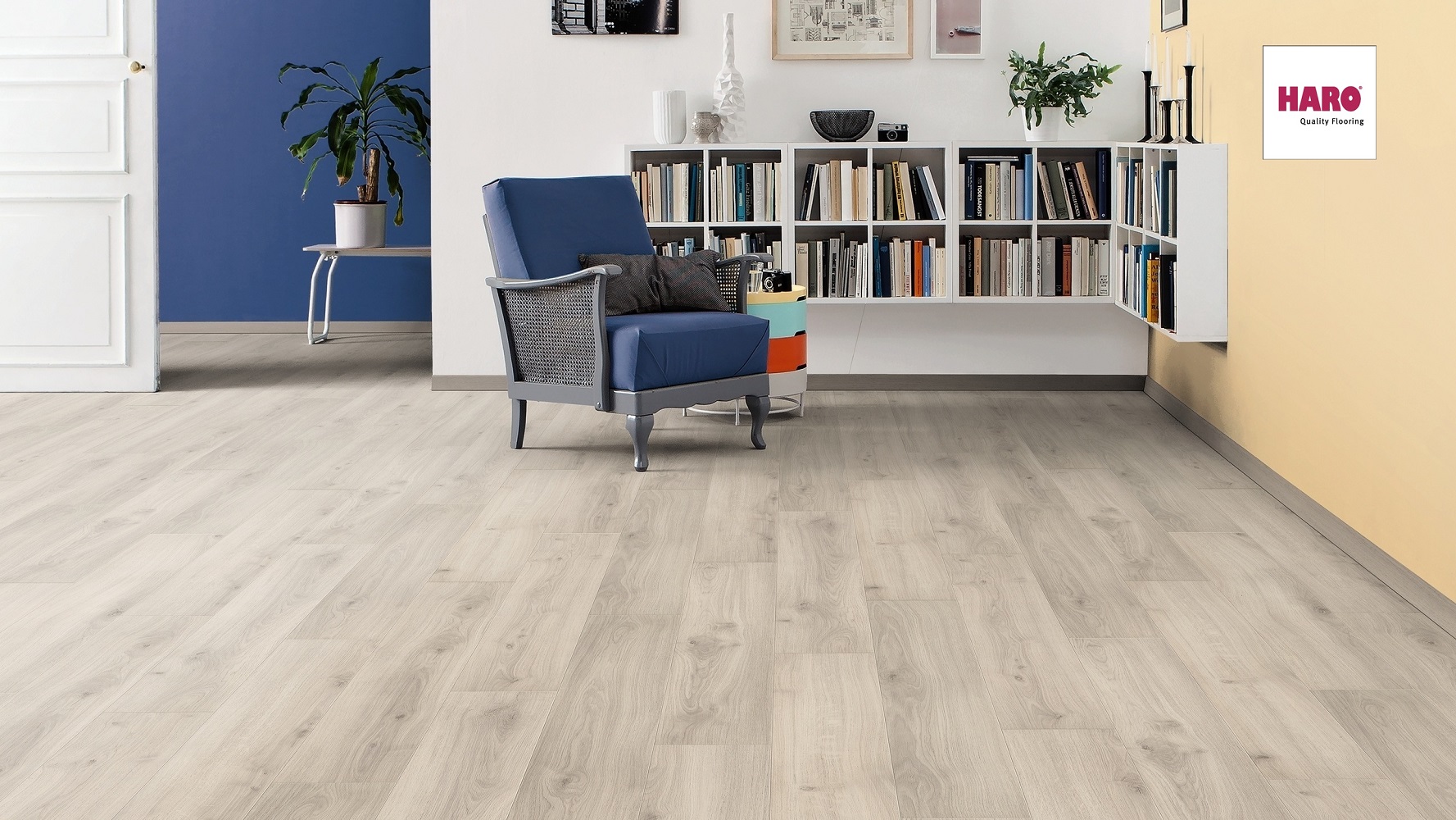 HARO Laminat Eiche Emilia hellgrau authentic matt Landhausdiele 4V | Tritty 90 | 2.Wahl | 11 m²-4018427447939
