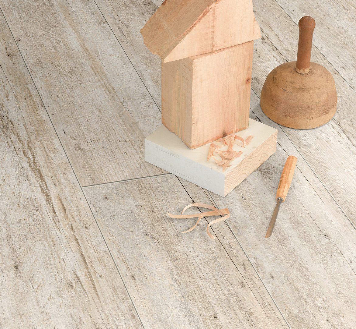 PARADOR Laminat Bauholz weiß Landhausdiele Sägeraue Struktur 4-seitige V-Fuge | Basic 400 | 20 m²-4014809198666
