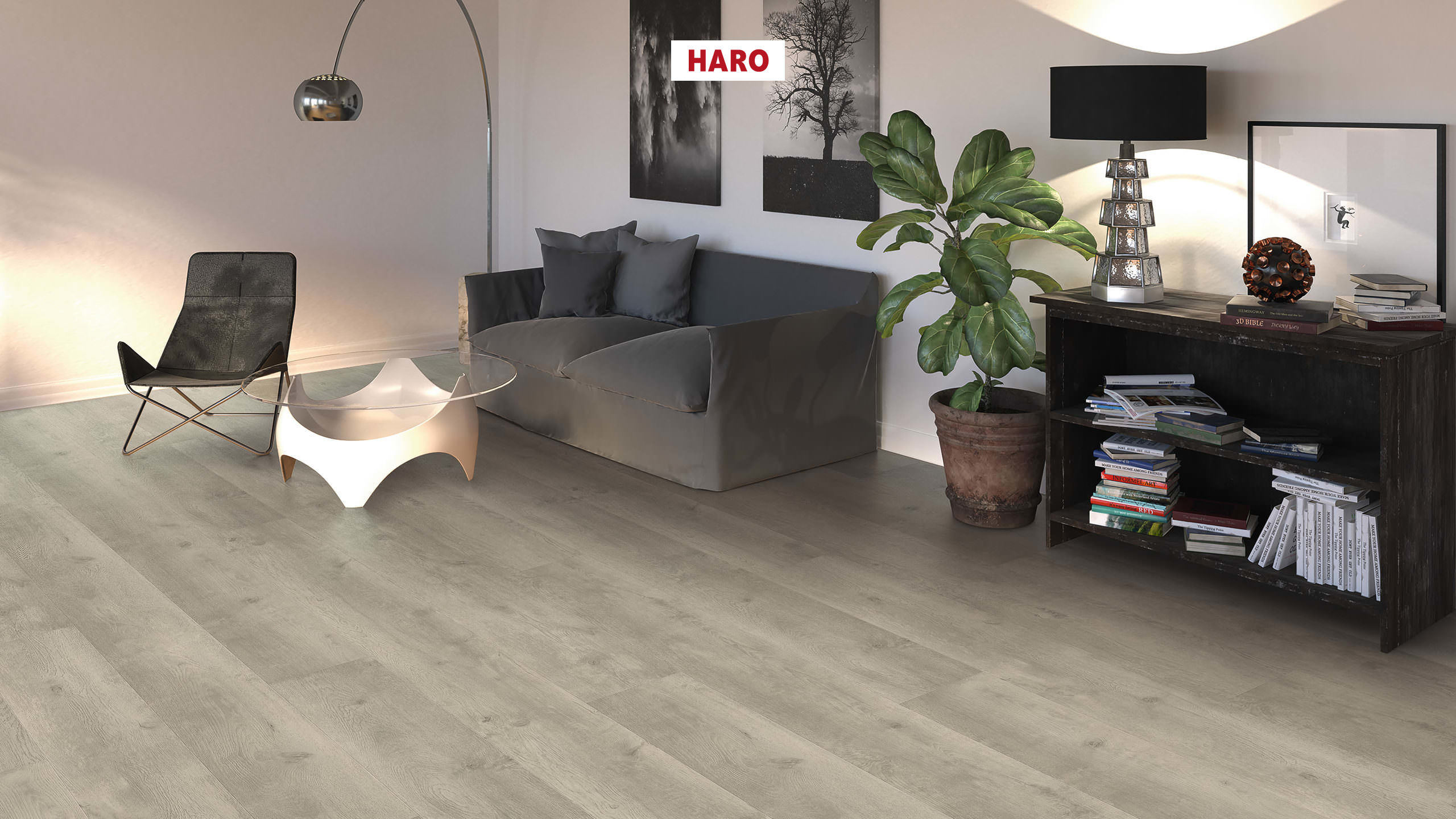 HARO Laminat Eiche Bergamo silbergrau Landhausdiele 4V | Tritty 100 Gran Via Sonderedition-4018427475673