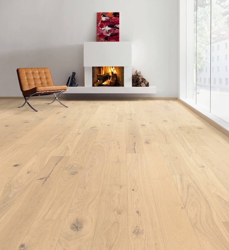 POWER FLOOR Parkett Eiche Schloßdiele geräuchert, gekalkt, geölt 4-seitige Mini-V-Fuge | 19,5 m²-4250715102438