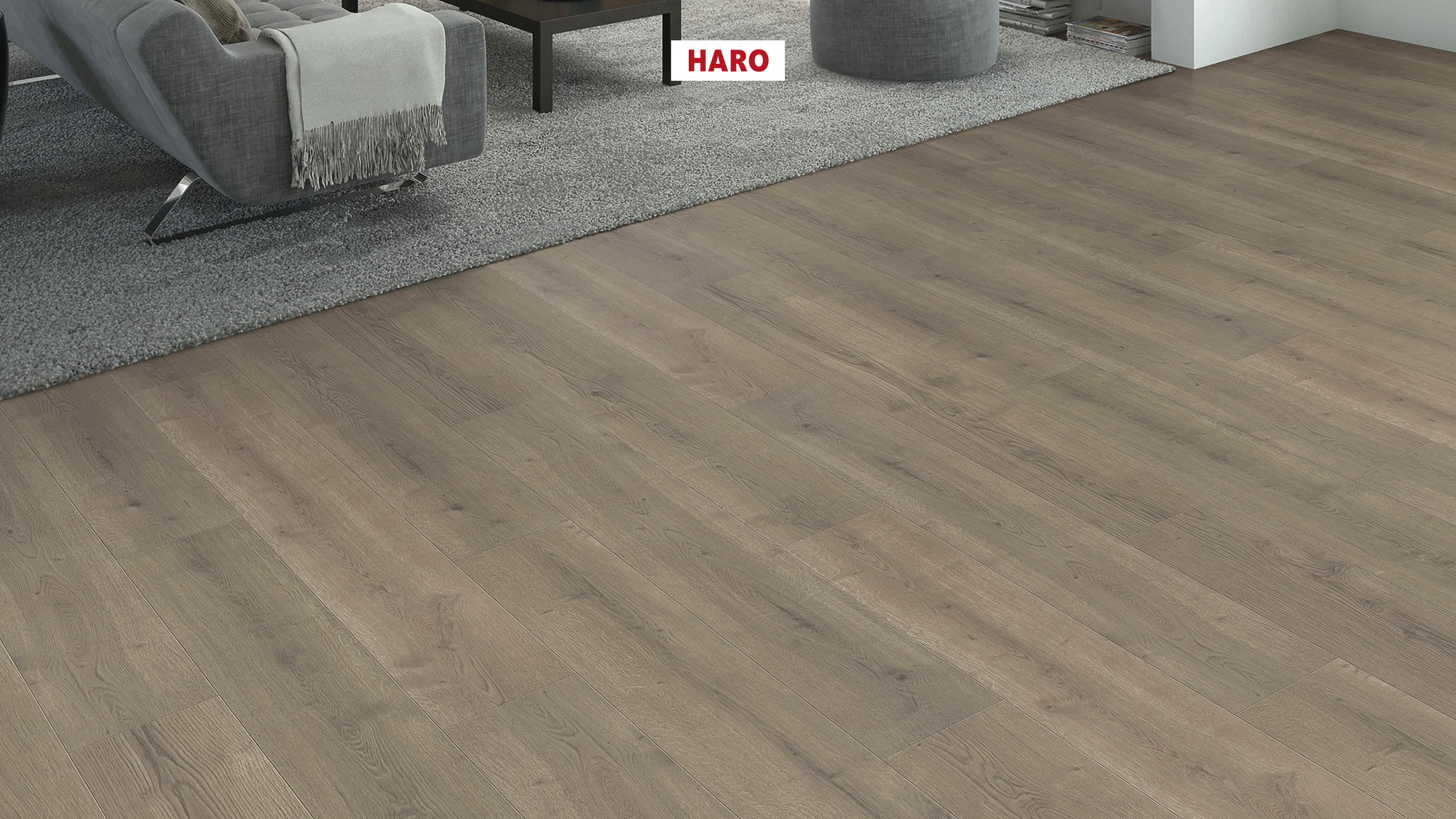 HARO Laminat Eiche Bari grau authentic Landhausdiele 4V | Tritty 90 | 2. Wahl | 29 m²-4018427516246