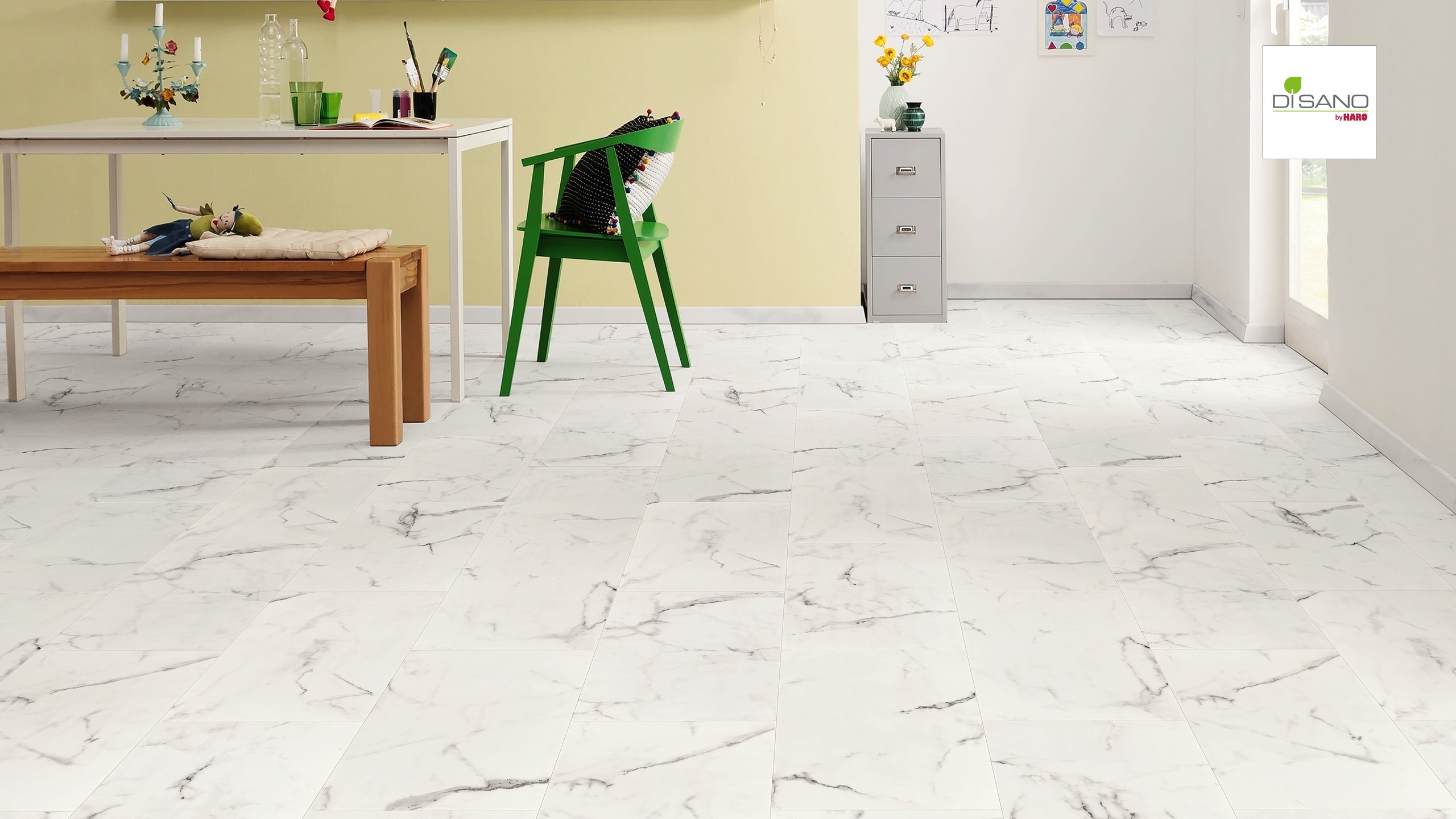 HARO Designboden Piazza 4V Marmor weiß Steinstruktur | DISANO SmartAqua | 2. Wahl | 15 m²-4018427443191 guenstig bei bodenverkauf.de kaufen HARO Designboden Piazza 4V Marmor weiß Steinstruktur | DISANO SmartAqua | 2. Wahl | 15 m²-4018427443191