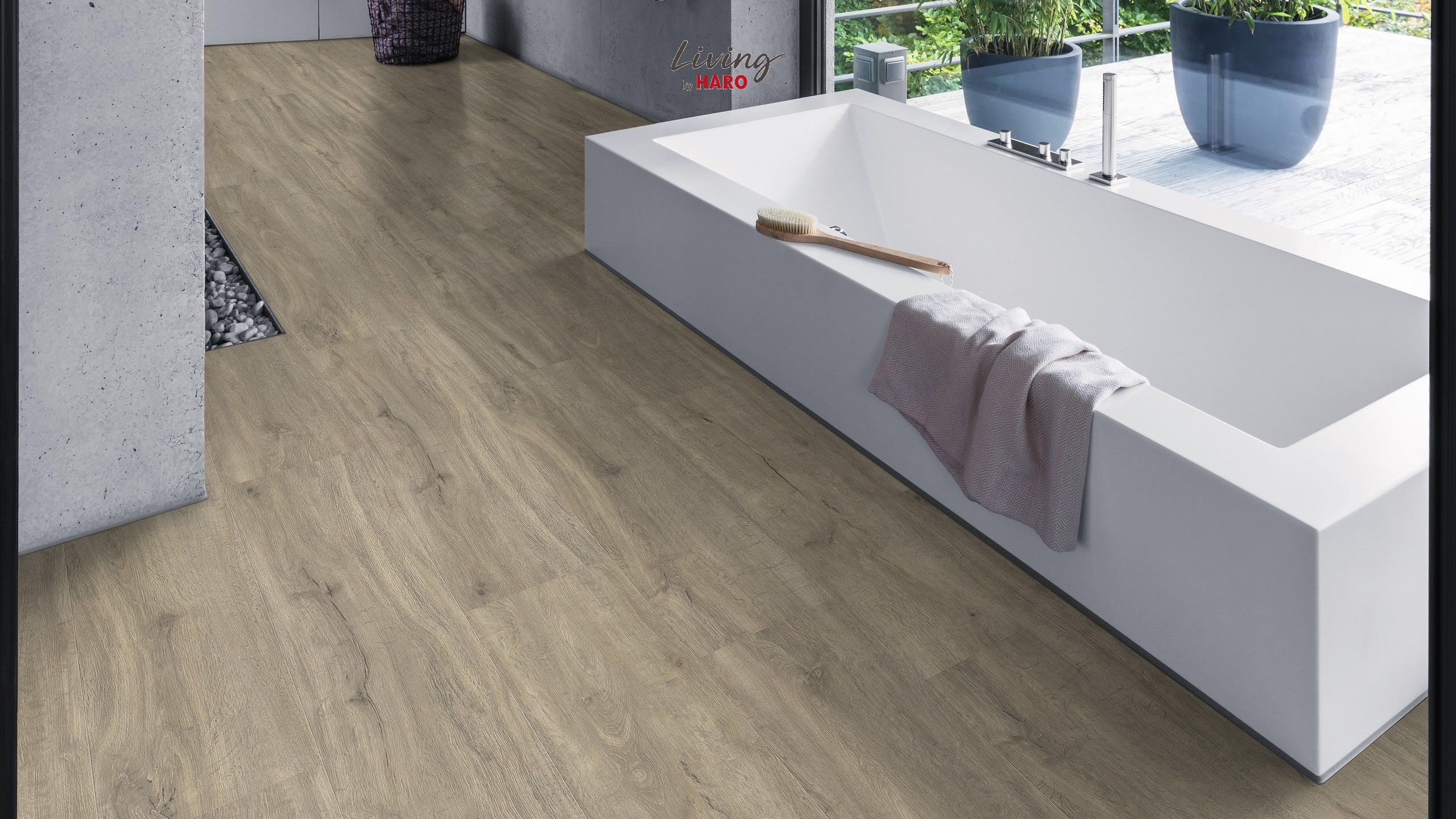 HARO Living Designboden Eiche Trient grau strukturiert Landhausdiele 4VM | HydroStar-4018427419165