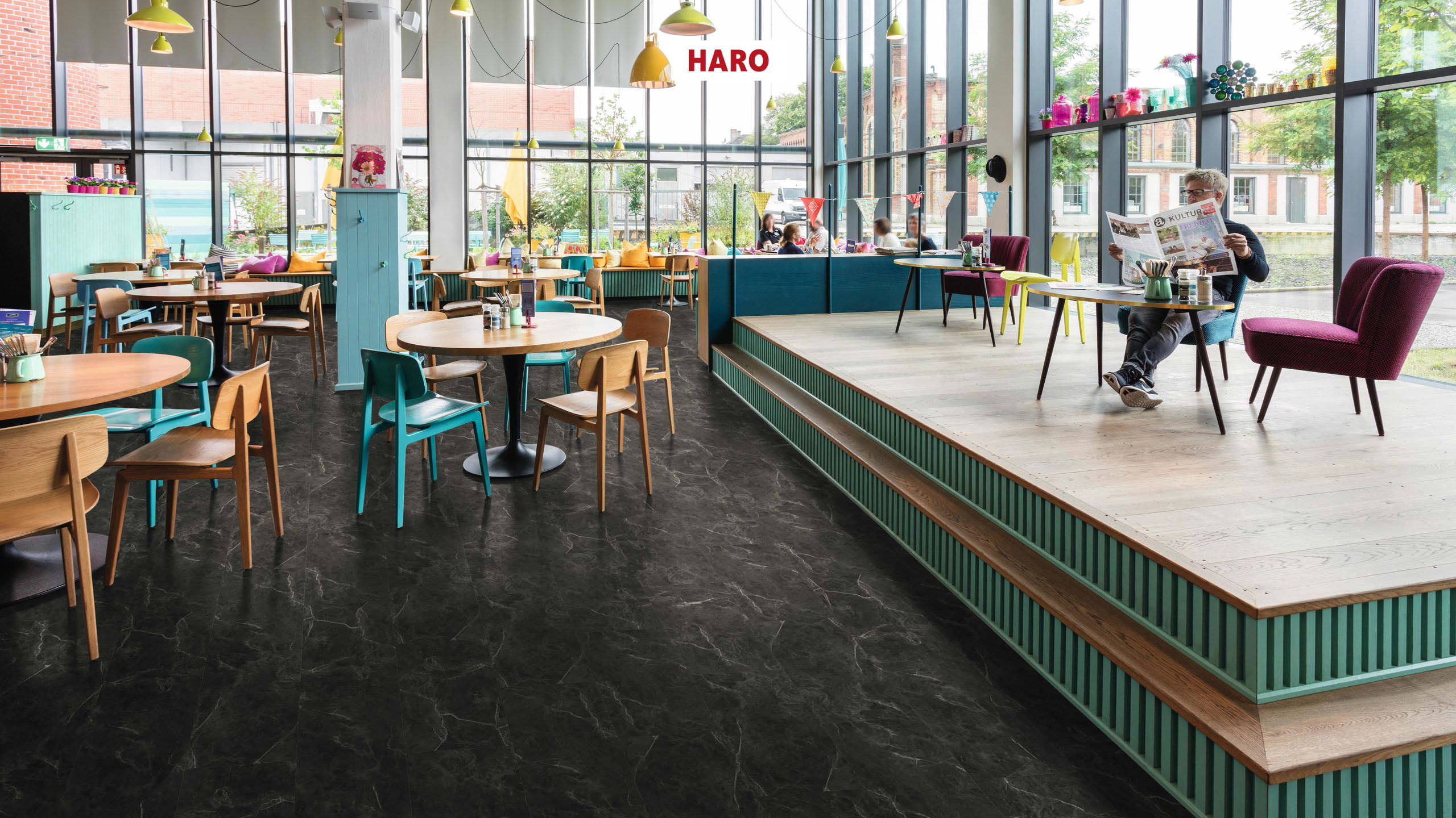 HARO Designboden Piazza 4V Marmor anthrazit Steinstruktur | DISANO SmartAqua | 2. Wahl | 5,5 m²-#