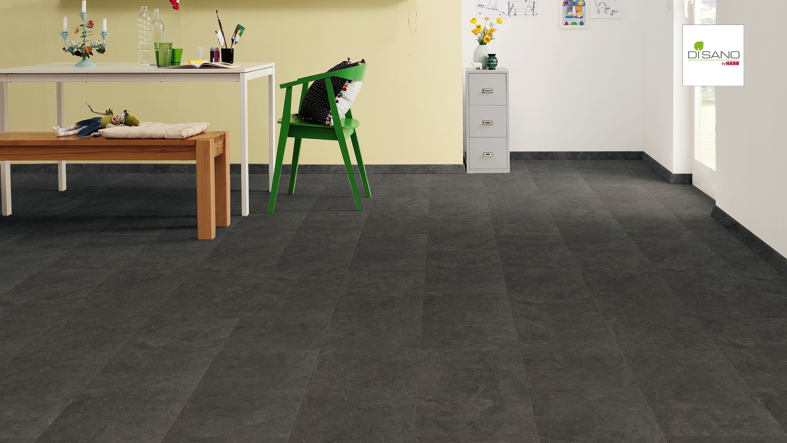 HARO Designboden Piazza 4V Schiefer anthrazit Steinstruktur | DISANO SmartAqua | 2. Wahl-4018427443245