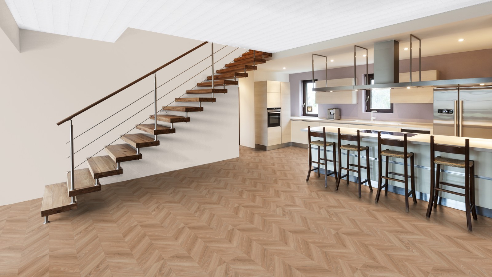 TER HÜRNE Vinylboden Eiche Oakland braun Fischgrät J12 | Stone Choice | 17 m²-4012853128677