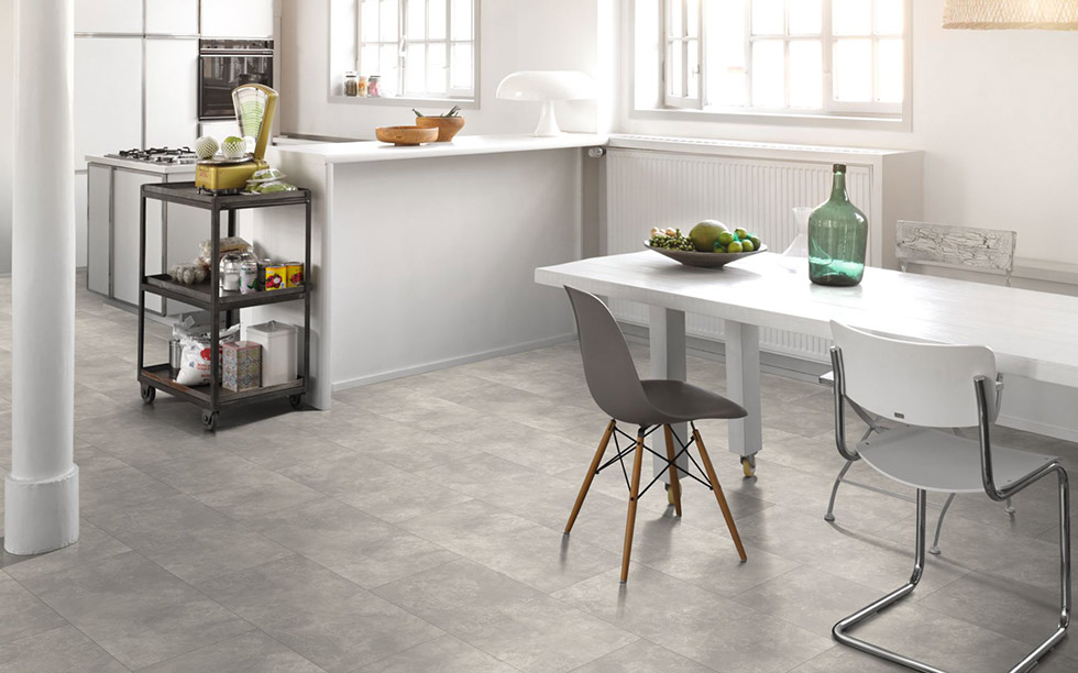 PARADOR Vinylboden Beton Ornament hellgrau Steinstruktur 4-seitige Fase | Modular ONE-4014809226734