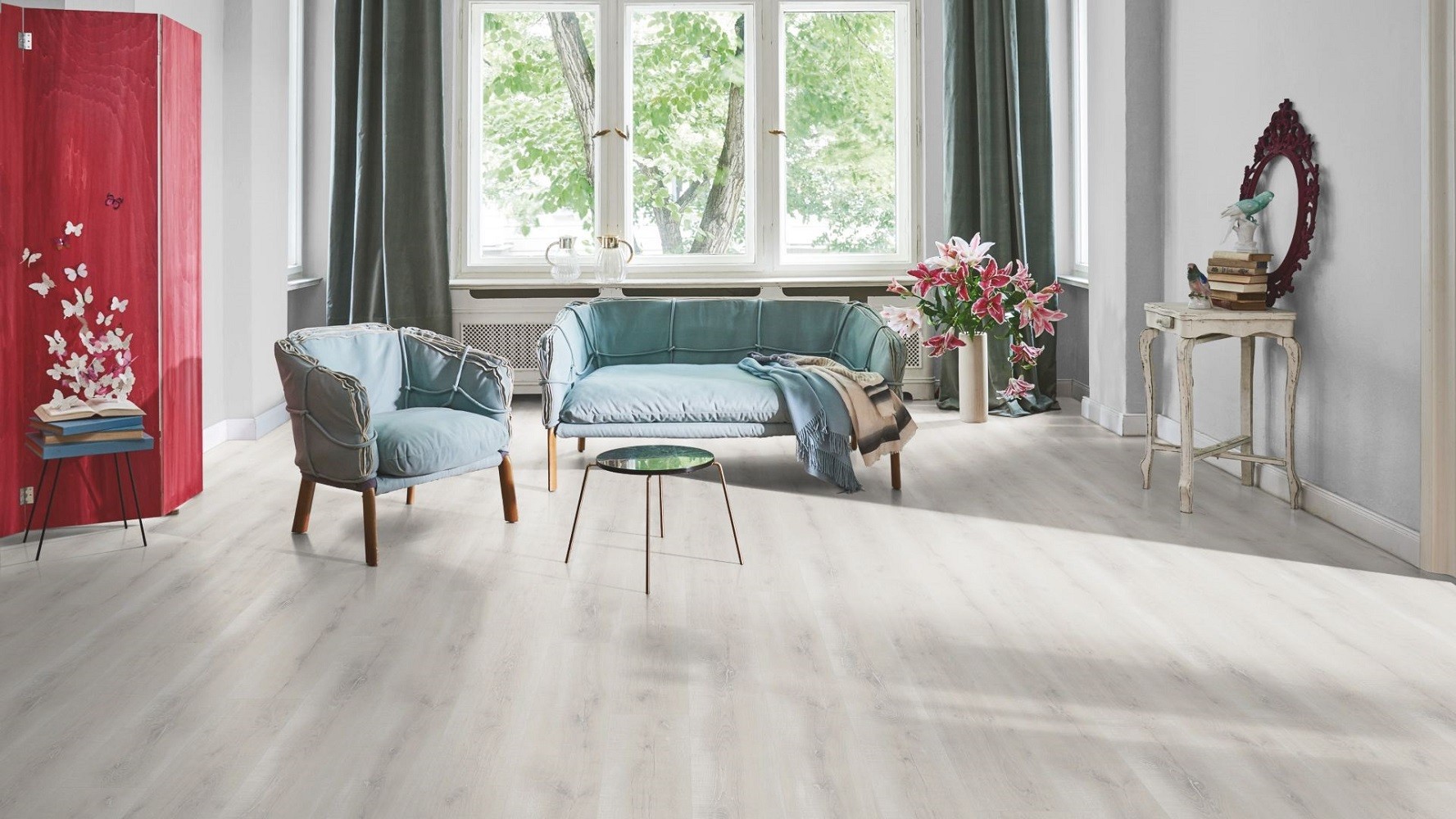 PARADOR Laminat Eiche Vintage weiß Landhausdiele 4-seitige Mini-V-Fuge | Basic 400 | 11 m²-4014809184232 PARADOR Laminat Eiche Vintage weiß Landhausdiele 4-seitige Mini-V-Fuge | Basic 400 | 11 m²-4014809184232