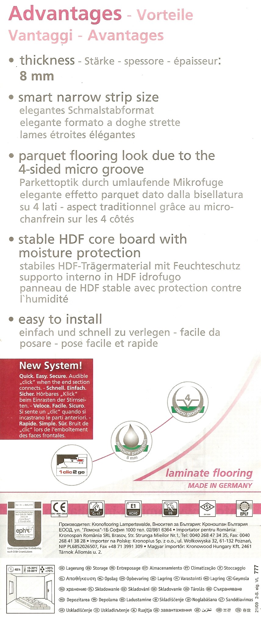 Laminat Zebrano Landhausdiele 4-seitige V-Fuge | Euro Home-4042456974357