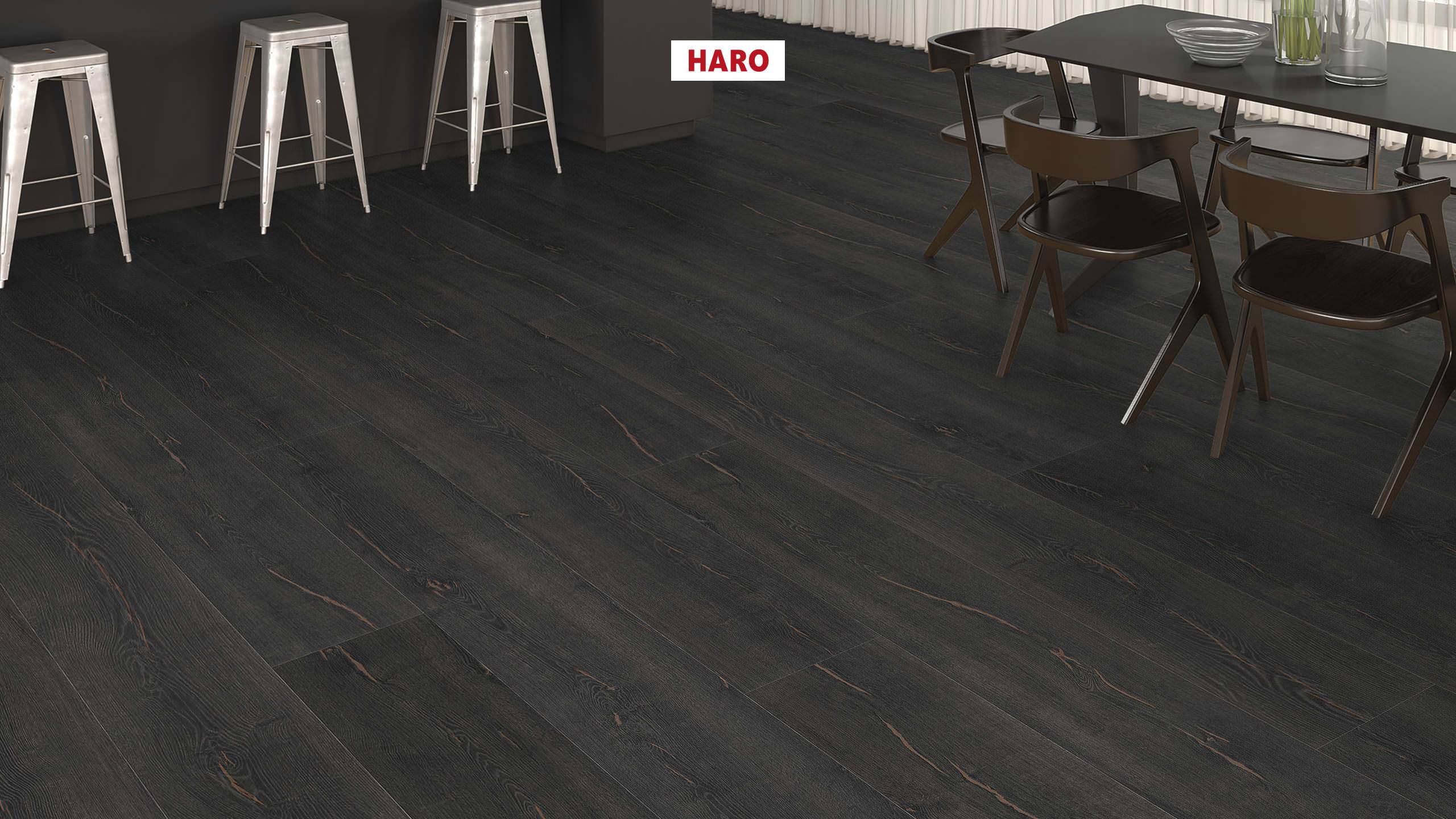 HARO Laminat Eiche Metallic schwarz authentic Landhausdiele 4V | Tritty 100 Gran Via | 2.Wahl-4018427513221