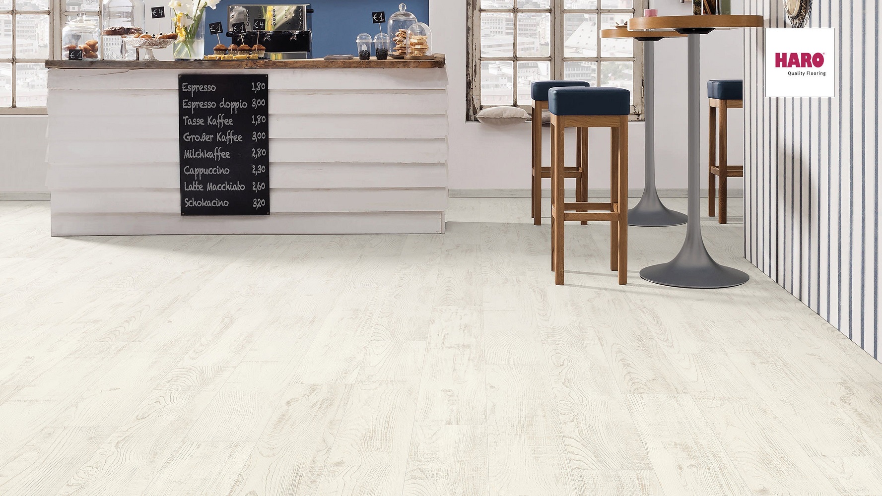HARO Laminat Kastanie bianco strukturiert matt Landhausdiele 4V | Tritty 250 Silent CT | 23 m²-#